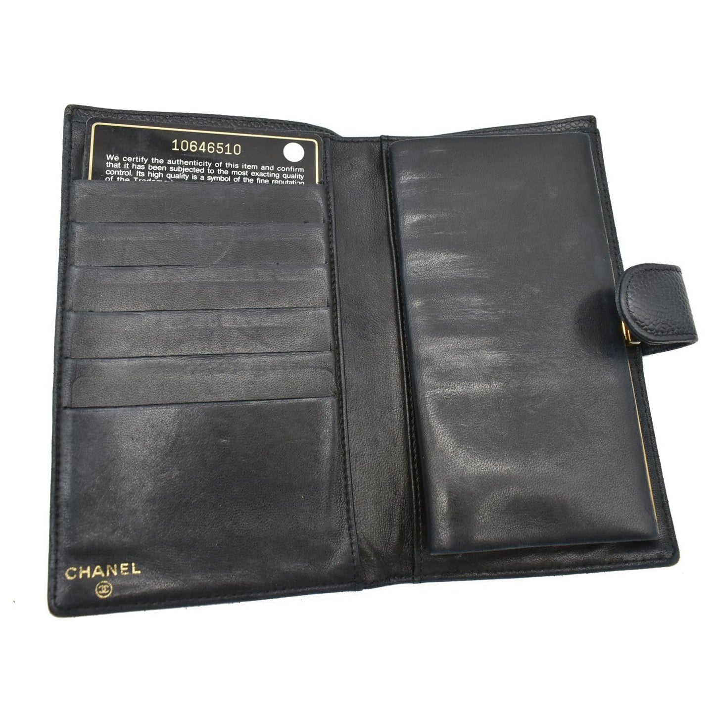 CHANEL Vintage CC Caviar Leather Bifold Wallet Black