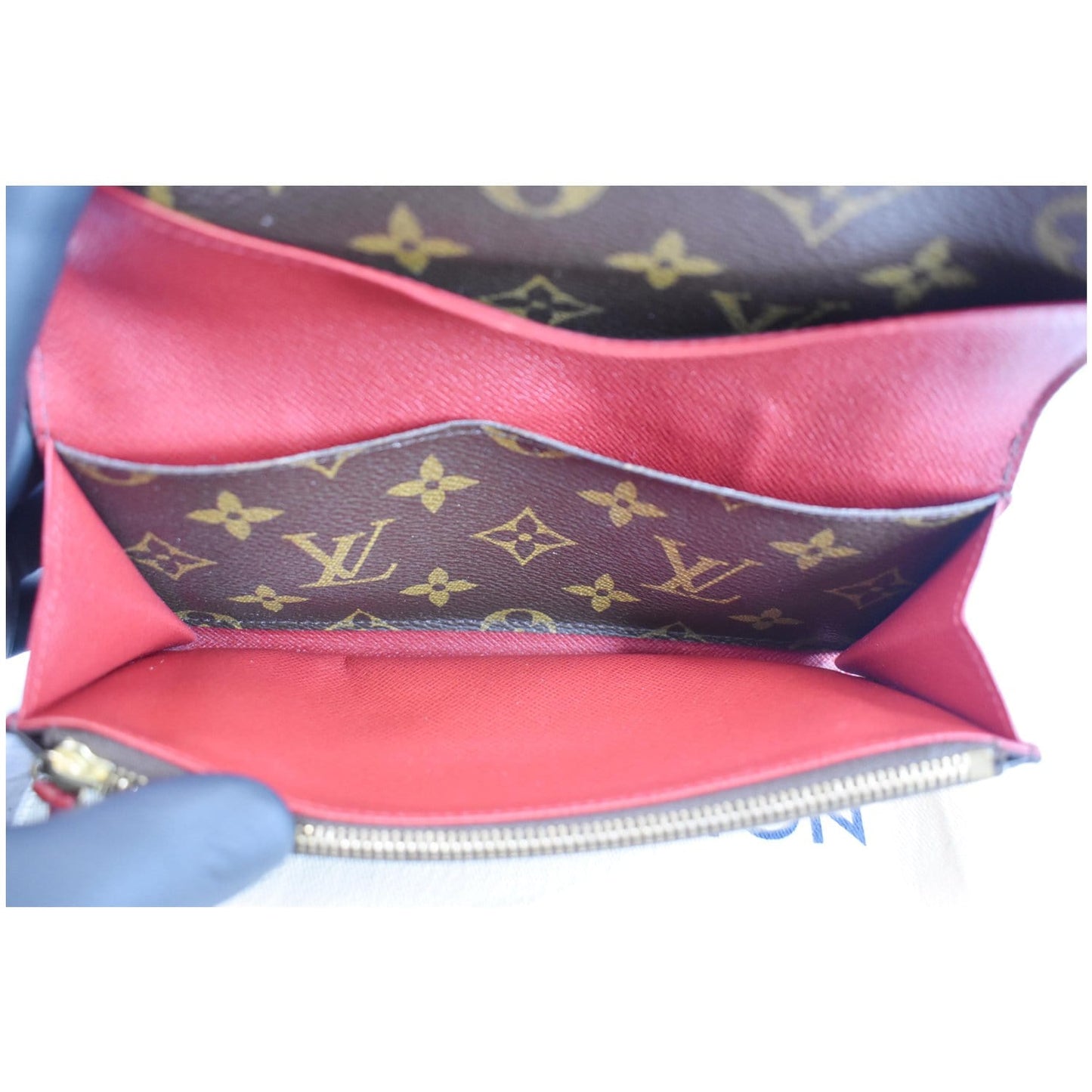 LOUIS VUITTON Emilie Monogram Canvas Wallet Brown