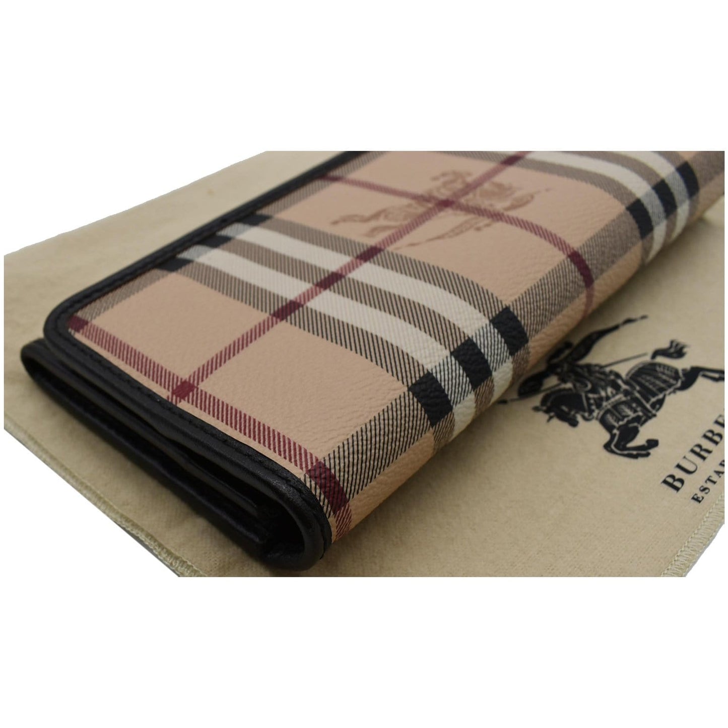 BURBERRY Continental Haymarket Check Leather Wallet Dark Brown