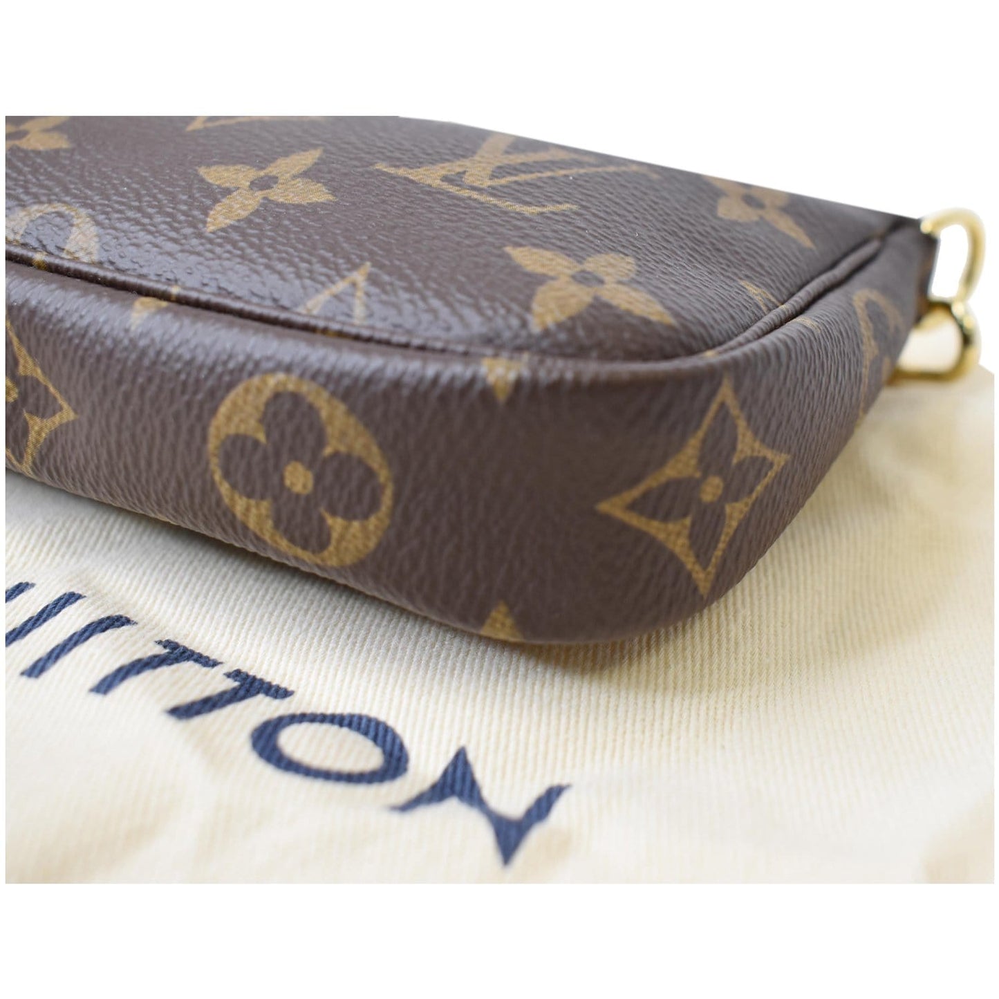 LOUIS VUITTON Mini Pochette Monogram Canvas Accessories Pouch Brown