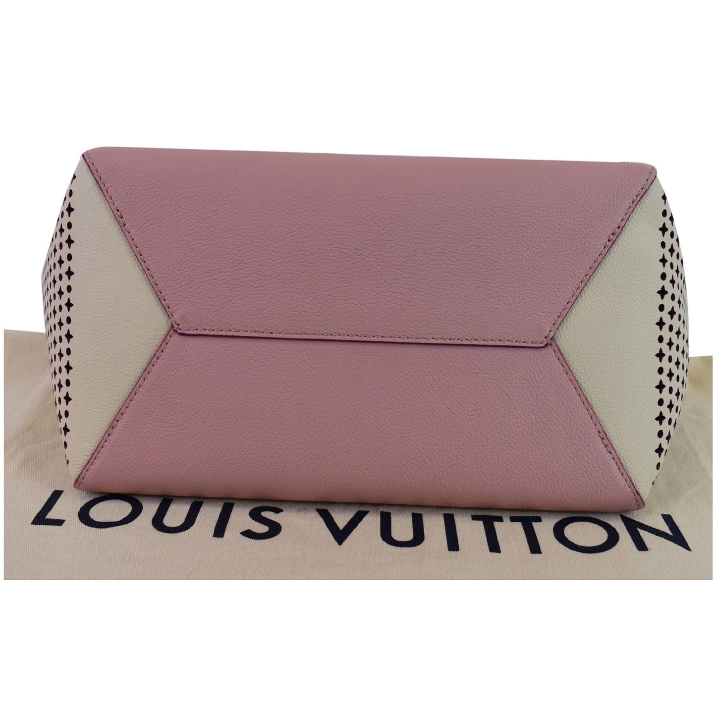 LOUIS VUITTON Lockme Cabas Perforated Leather Shoulder Bag Pink