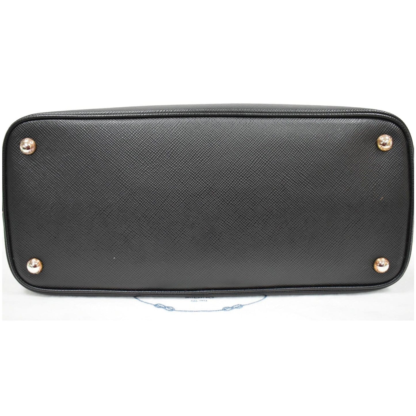PRADA Double Handle Saffiano Cuir Leather Tote Shoulder Bag Black