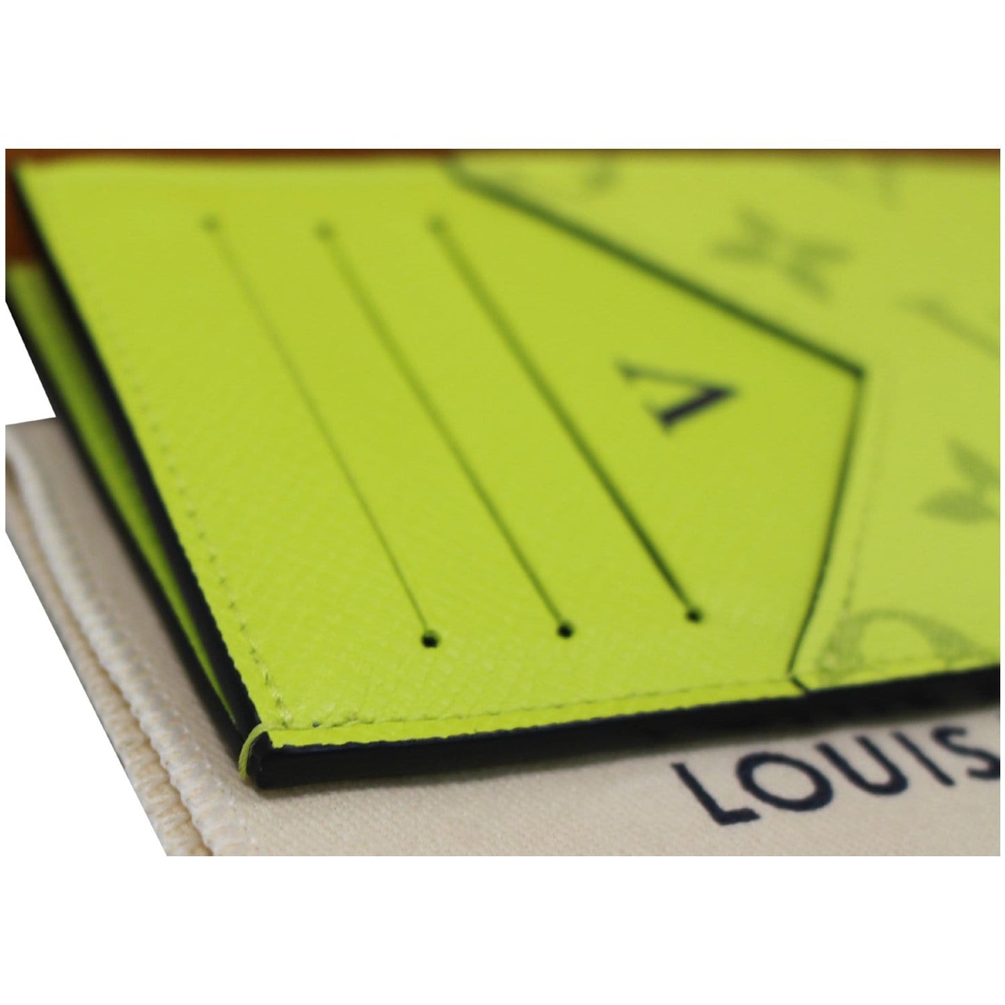 LOUIS VUITTON Coin Card Holder Taiga Monogram Bahia Purse Lime Green