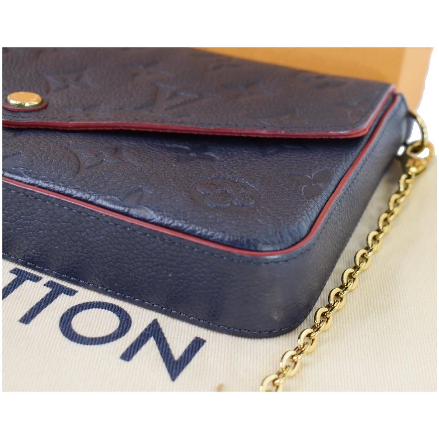 LOUIS VUITTON Pochette Felicie Monogram Empreinte Chain Wallet Navy - 20% OFF