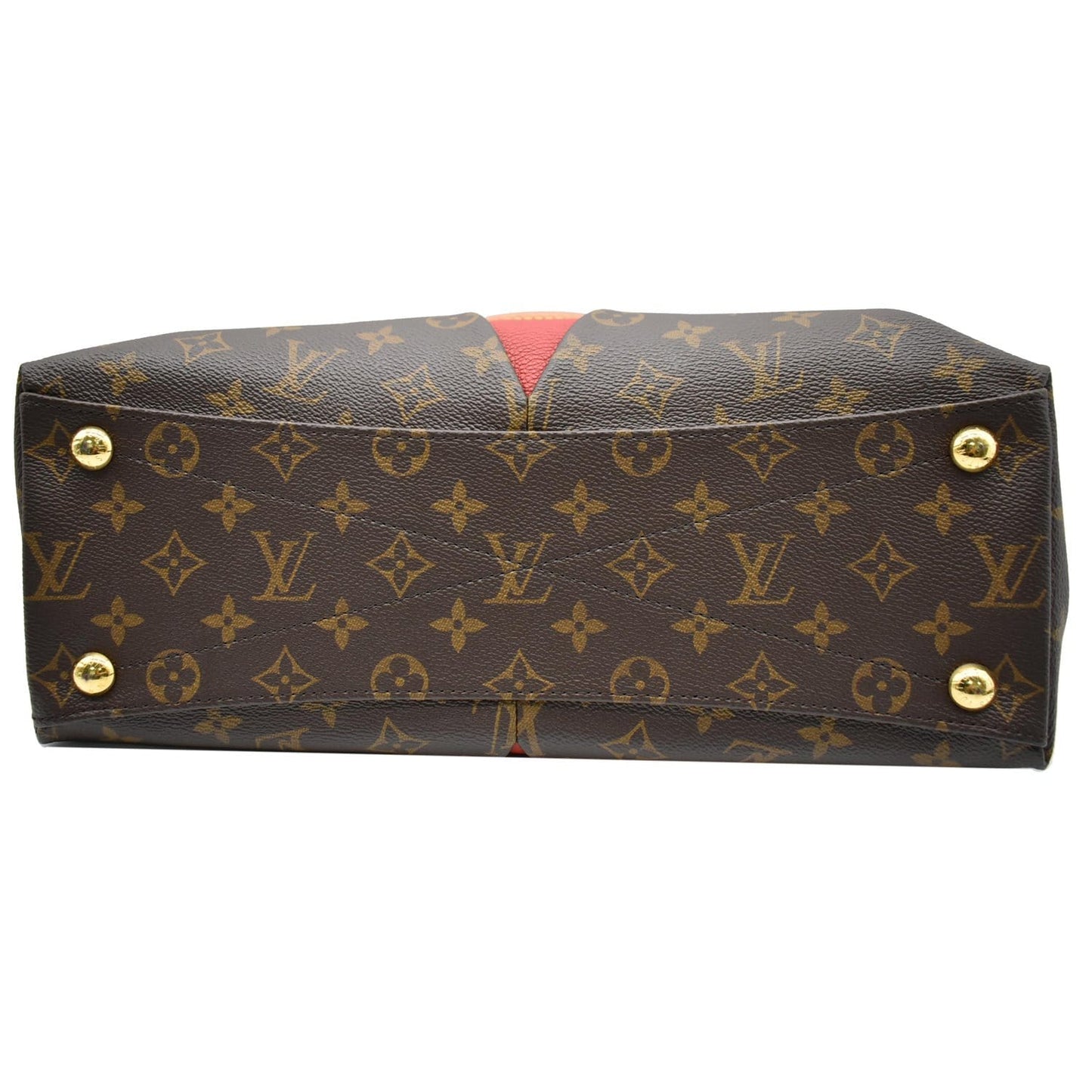 LOUIS VUITTON V Tote MM Monogram Canvas Tote Bag Cerise Red