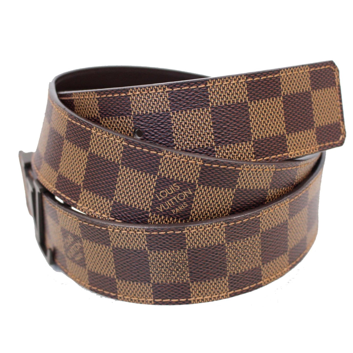 LOUIS VUITTON LV Initiales Damier Ebene Belt Brown