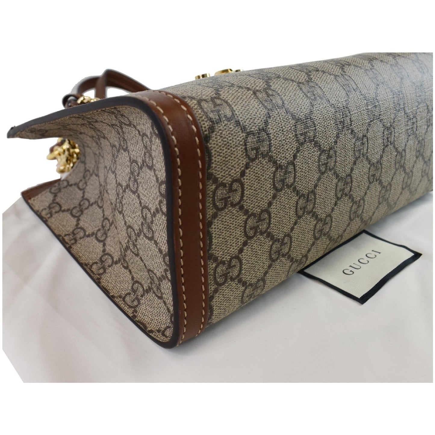 GUCCI Padlock Small GG Supreme Canvas Shoulder Bag Beige/Ebony 498156