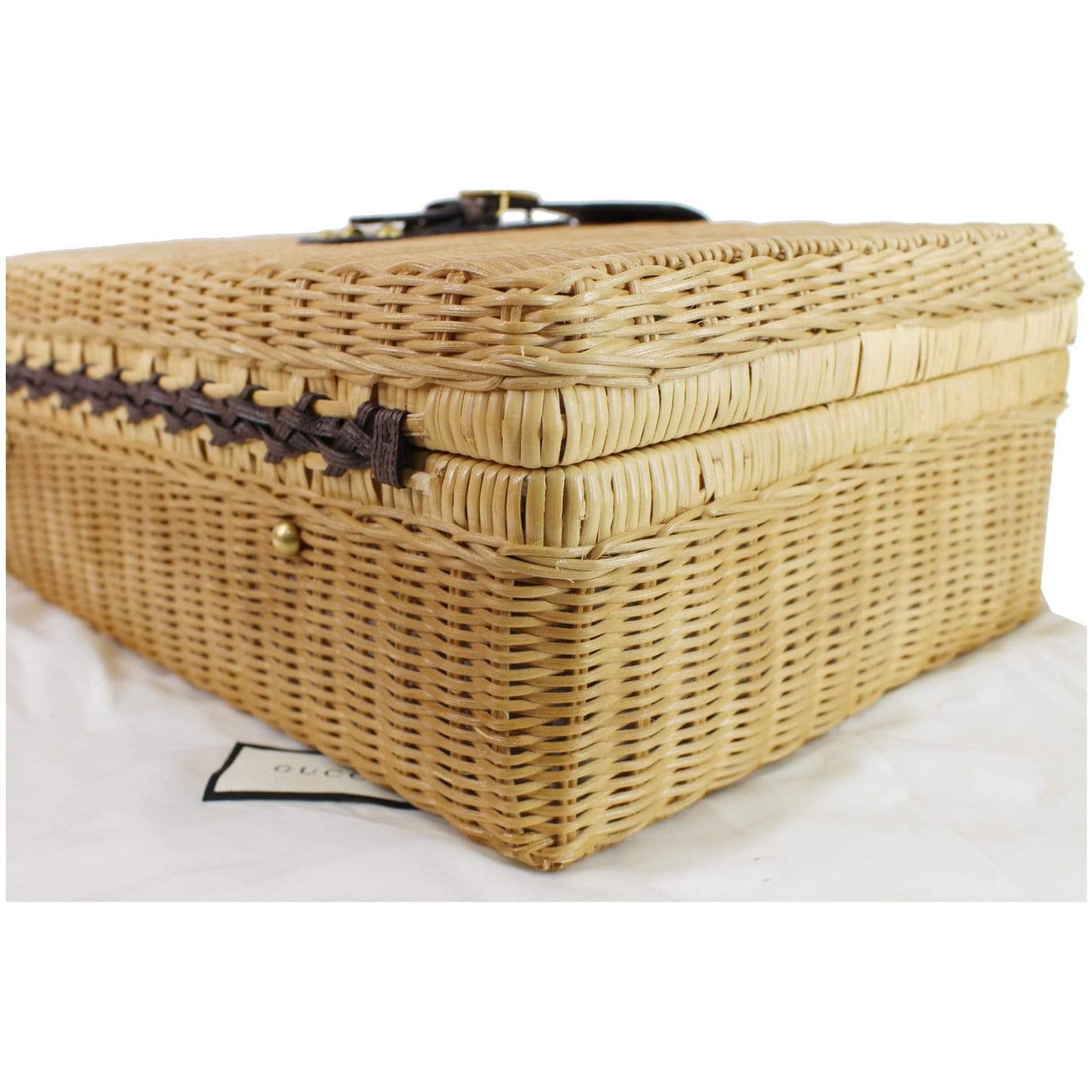 GUCCI Neutral Wicker suitcase Tan 524239 - Final Sale