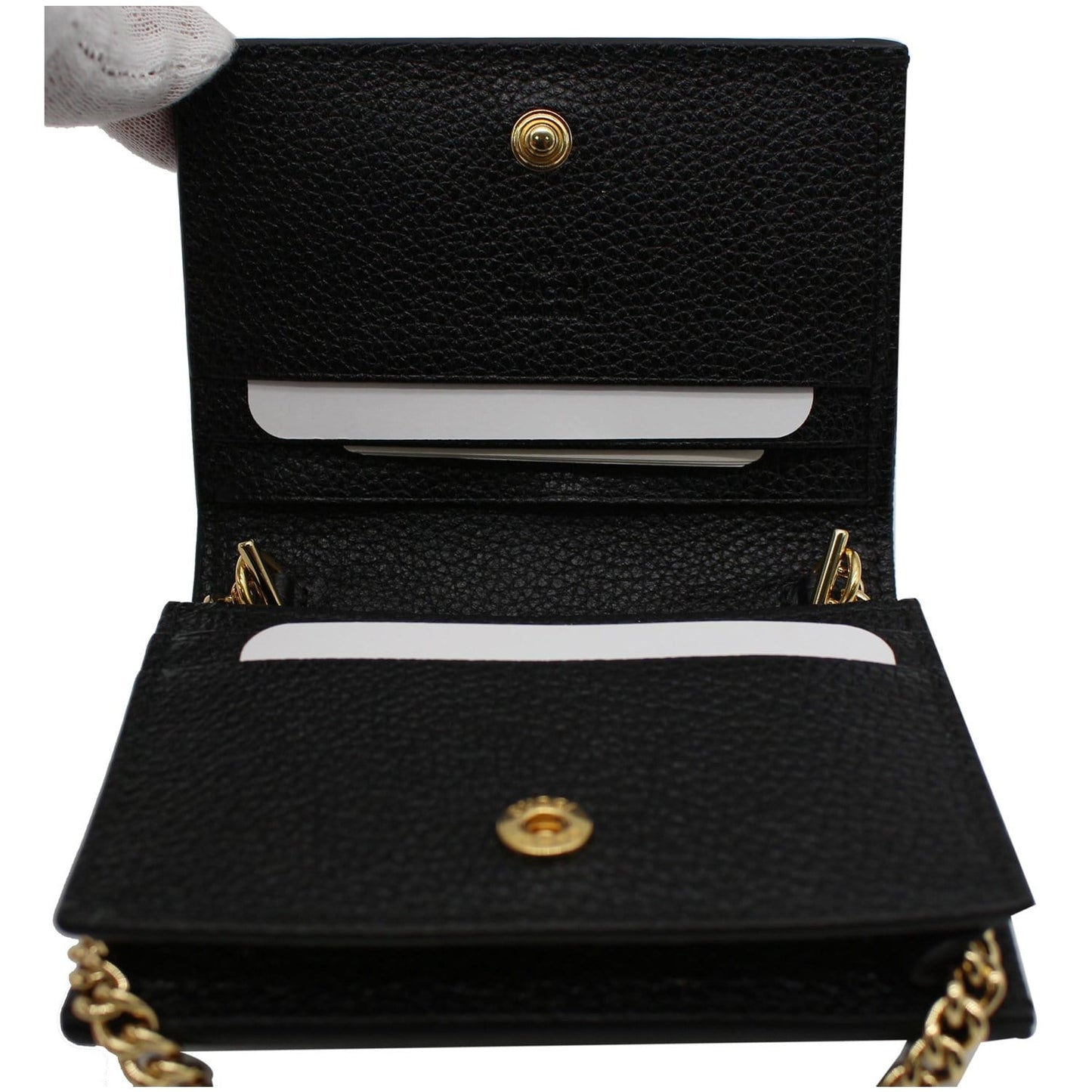 GUCCI Zumi Mini Grainy Leather Chain Wallet Black 570660 - 10% OFF