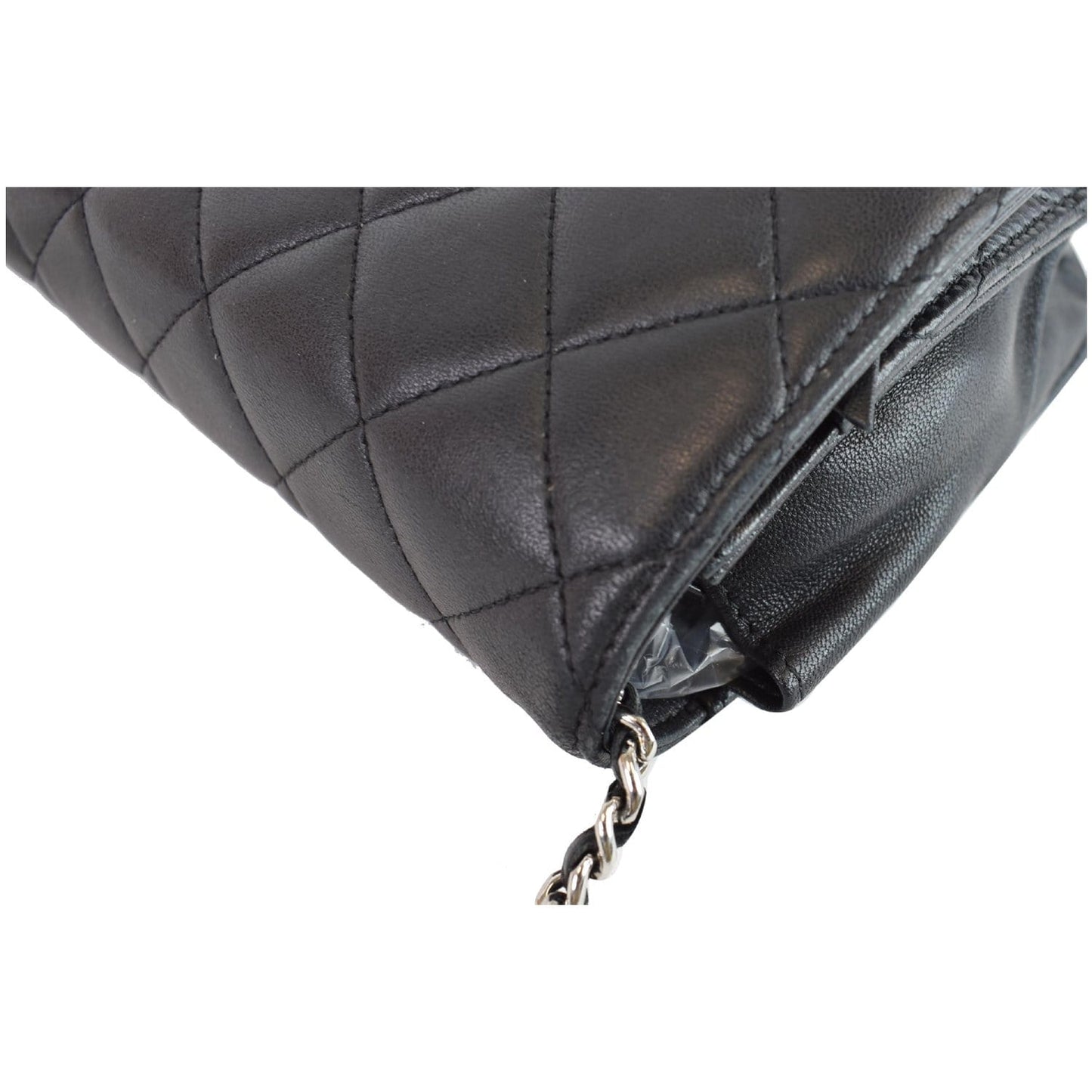 CHANEL Wallet On Chain Lambskin Leather WOC Crossbody Bag Black