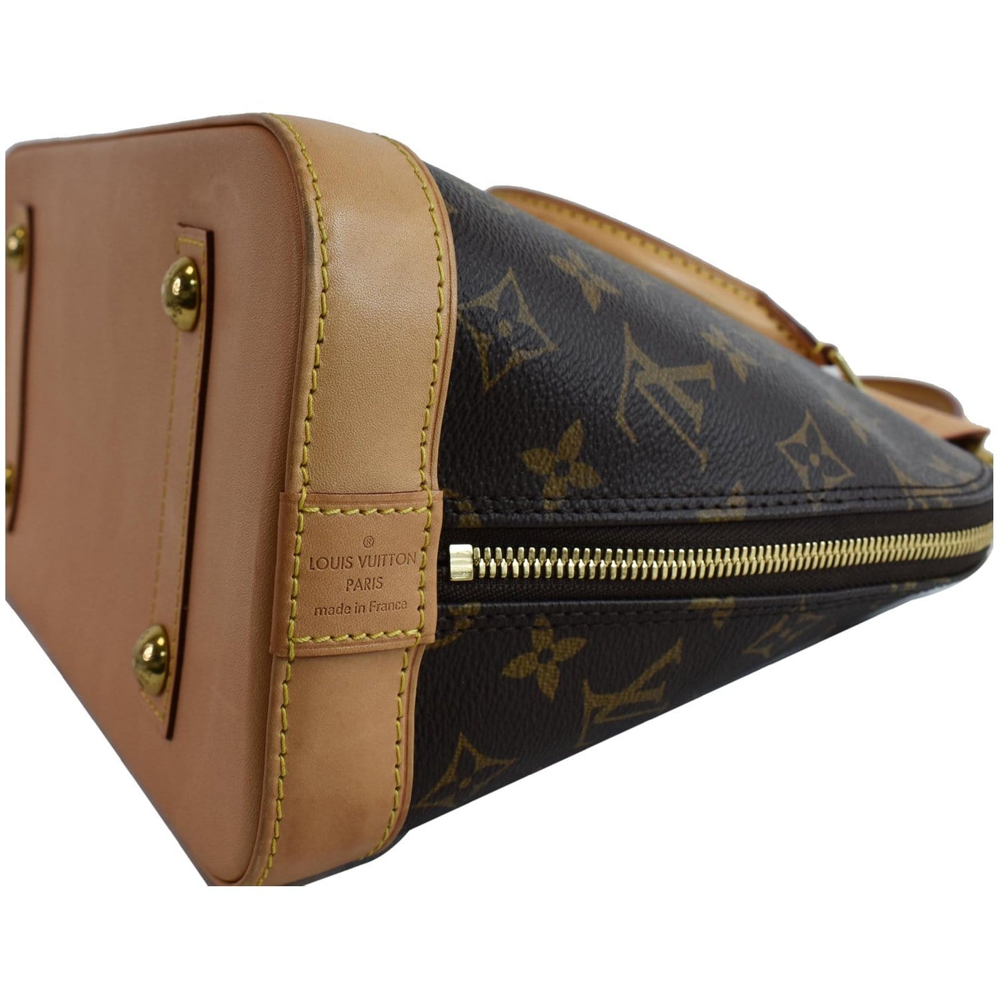 LOUIS VUITTON Alma PM Monogram Canvas Satchel Bag Brown