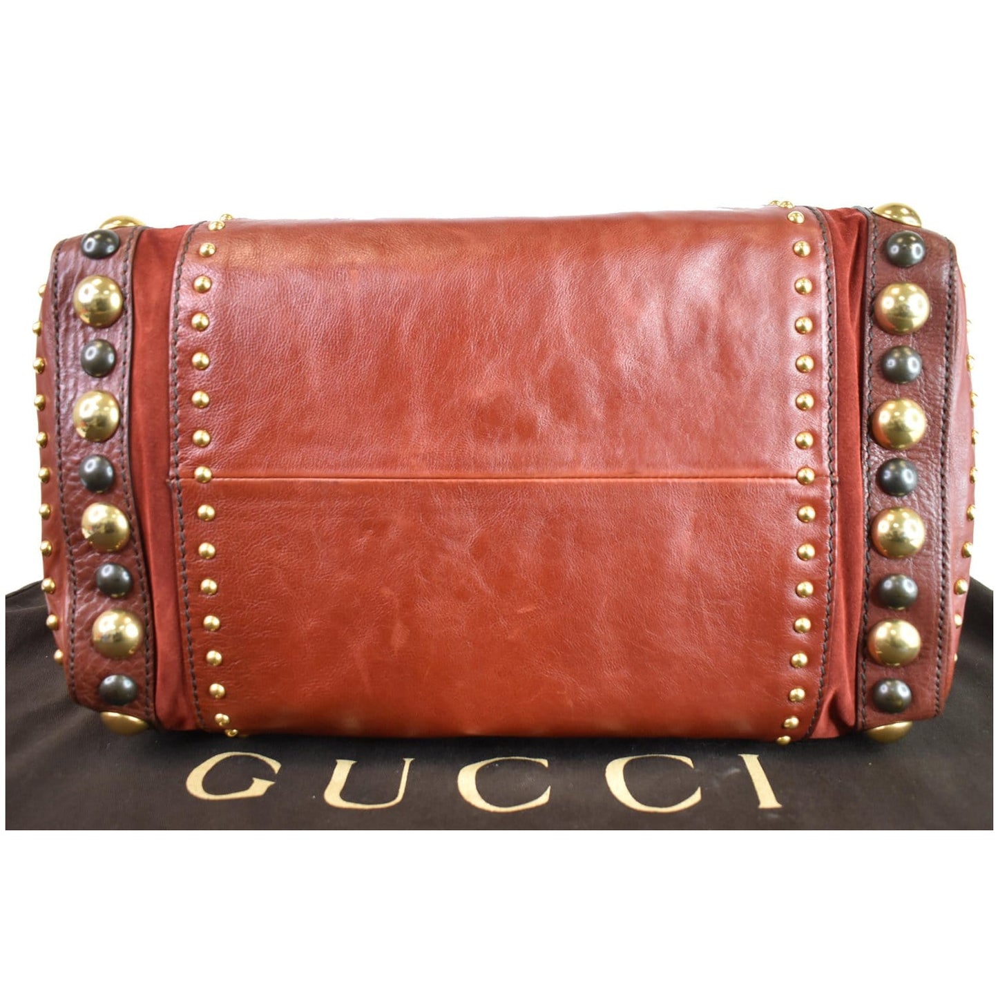 GUCCI GG Crystal Babouska Large Leather Indy Boston Bag 207296 Red