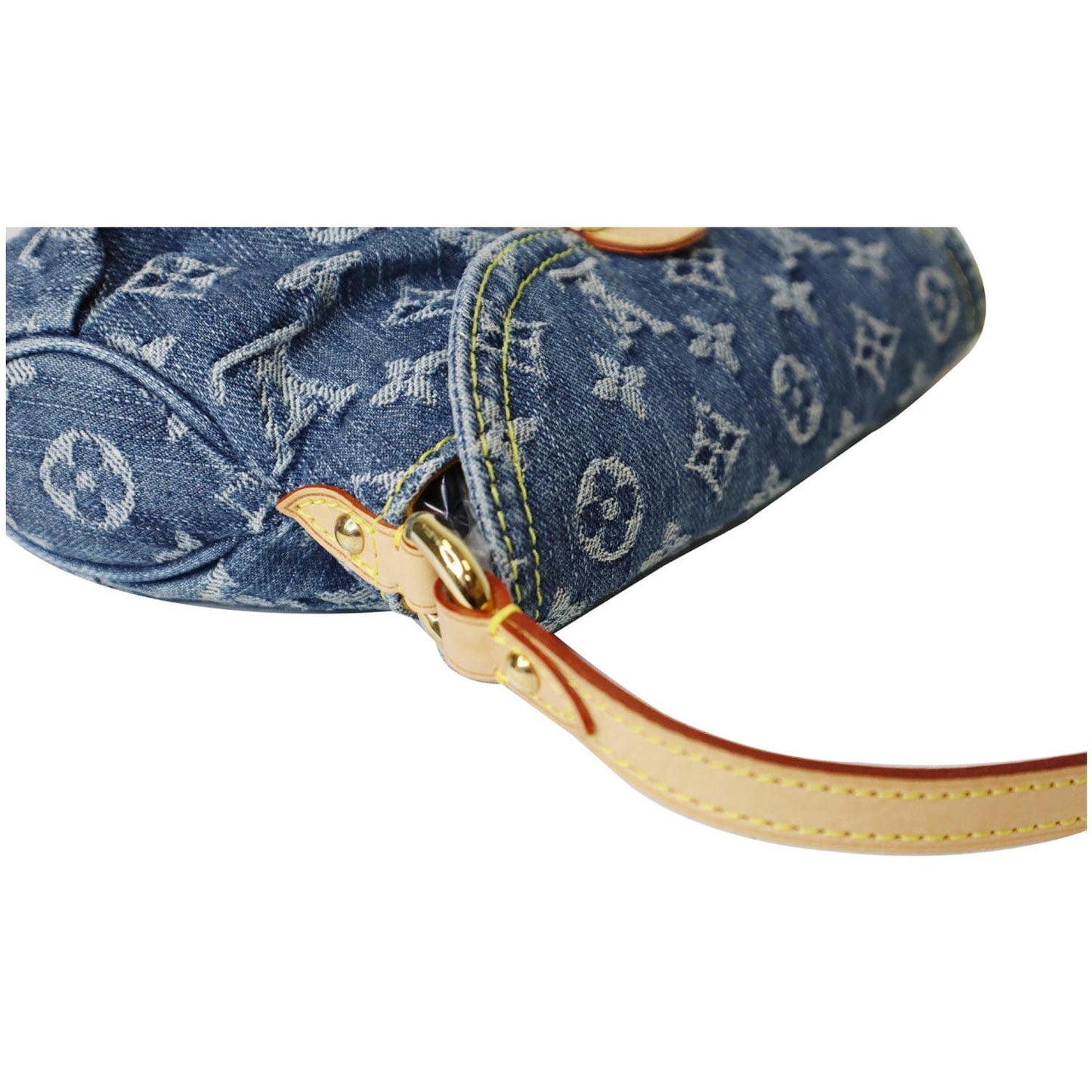 LOUIS VUITTON Mini Pleaty Monogram Denim Shoulder Handbag Blue