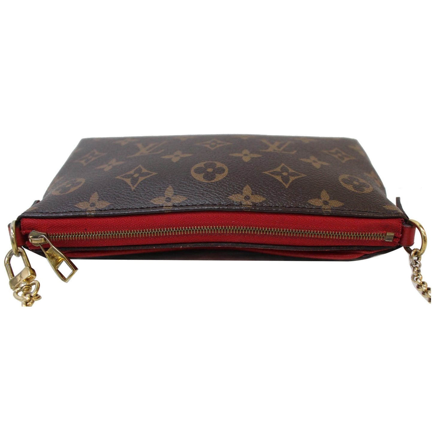 LOUIS VUITTON Pallas Monogram Canvas Clutch Crossbody Bag Brown
