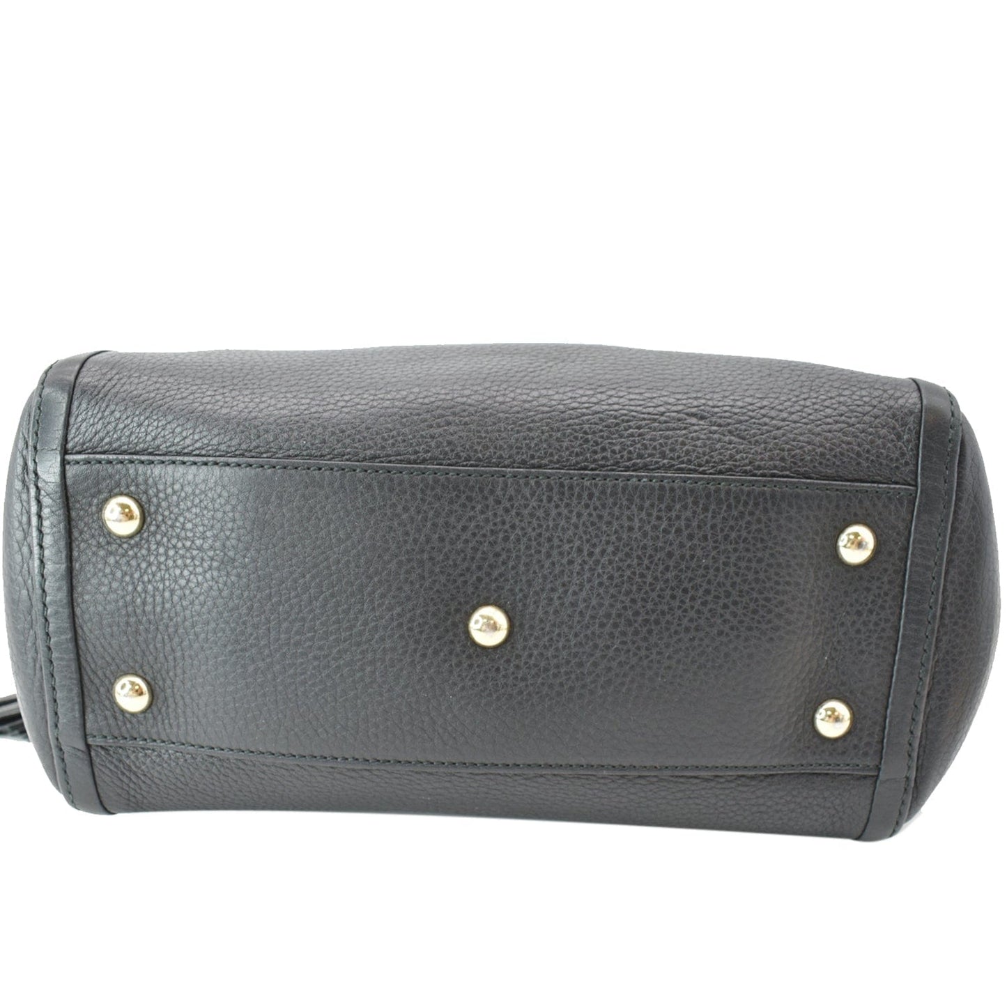 GUCCI Soho Tassel Pebbled Leather Top Handle Crossbody Bag Black 369176