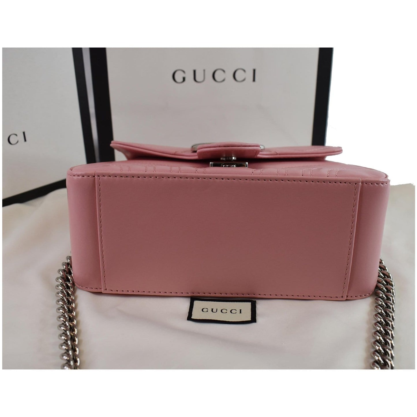 GUCCI GG Marmont Mini Top Handle Shoulder Bag Pastel Pink 547260