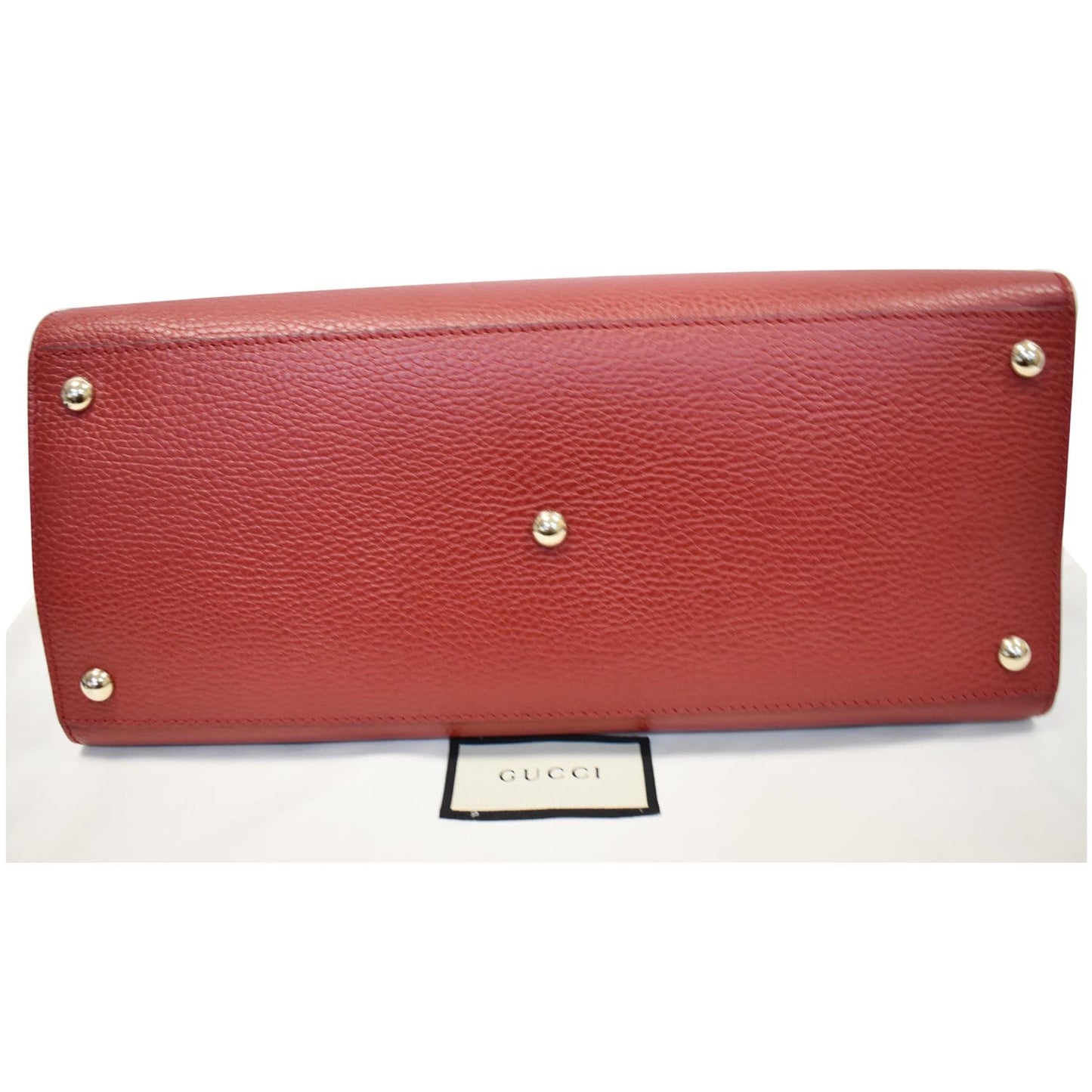 GUCCI Soho Disco Top Handle Pebbled Leather Shoulder Bag Red 607721