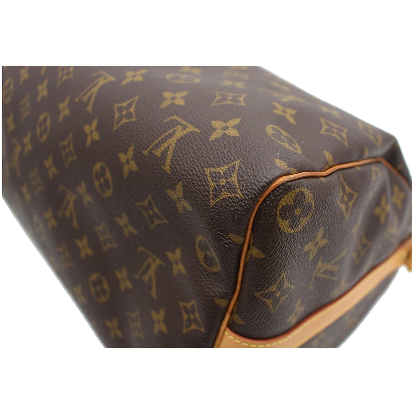 LOUIS VUITTON Speedy 35 Bandouliere Monogram Canvas Satchel Bag Brown