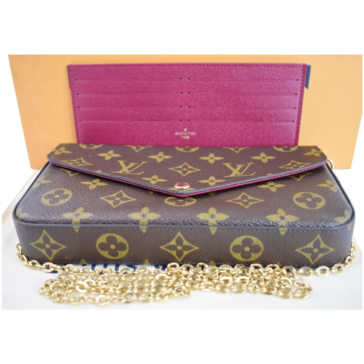 LOUIS VUITTON Pochette Felicie Monogram Canvas Crossbody Bag Brown