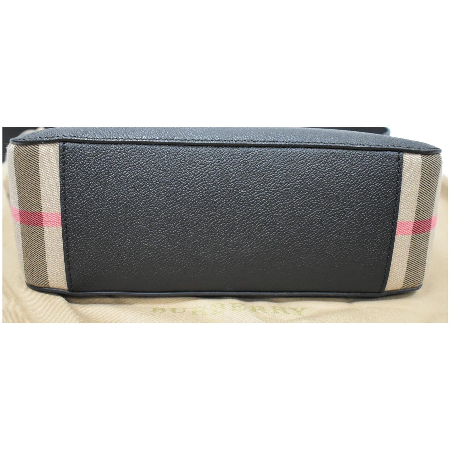 BURBERRY Helmsley House Check Grained Leather Crossbody Bag Black