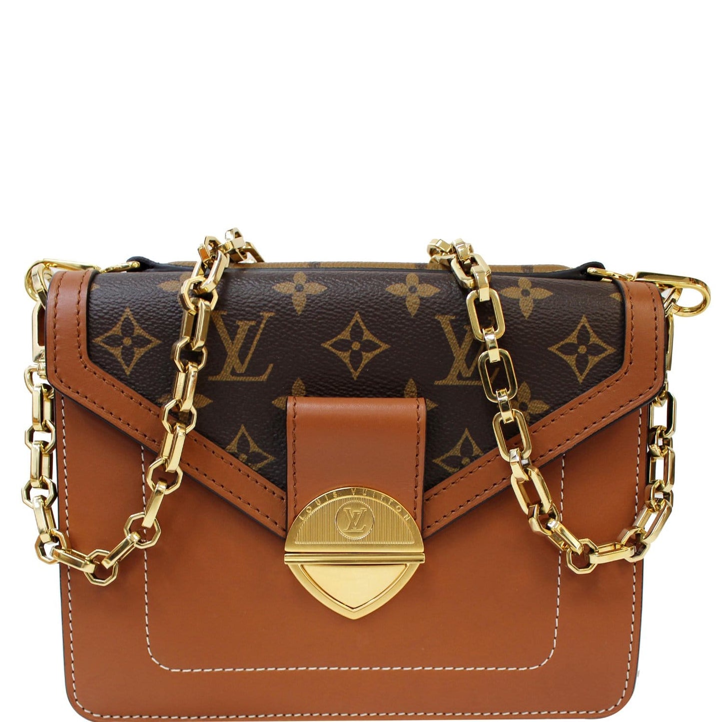 LOUIS VUITTON Biface Calfskin Monogram Canvas Shoulder Bag Brown