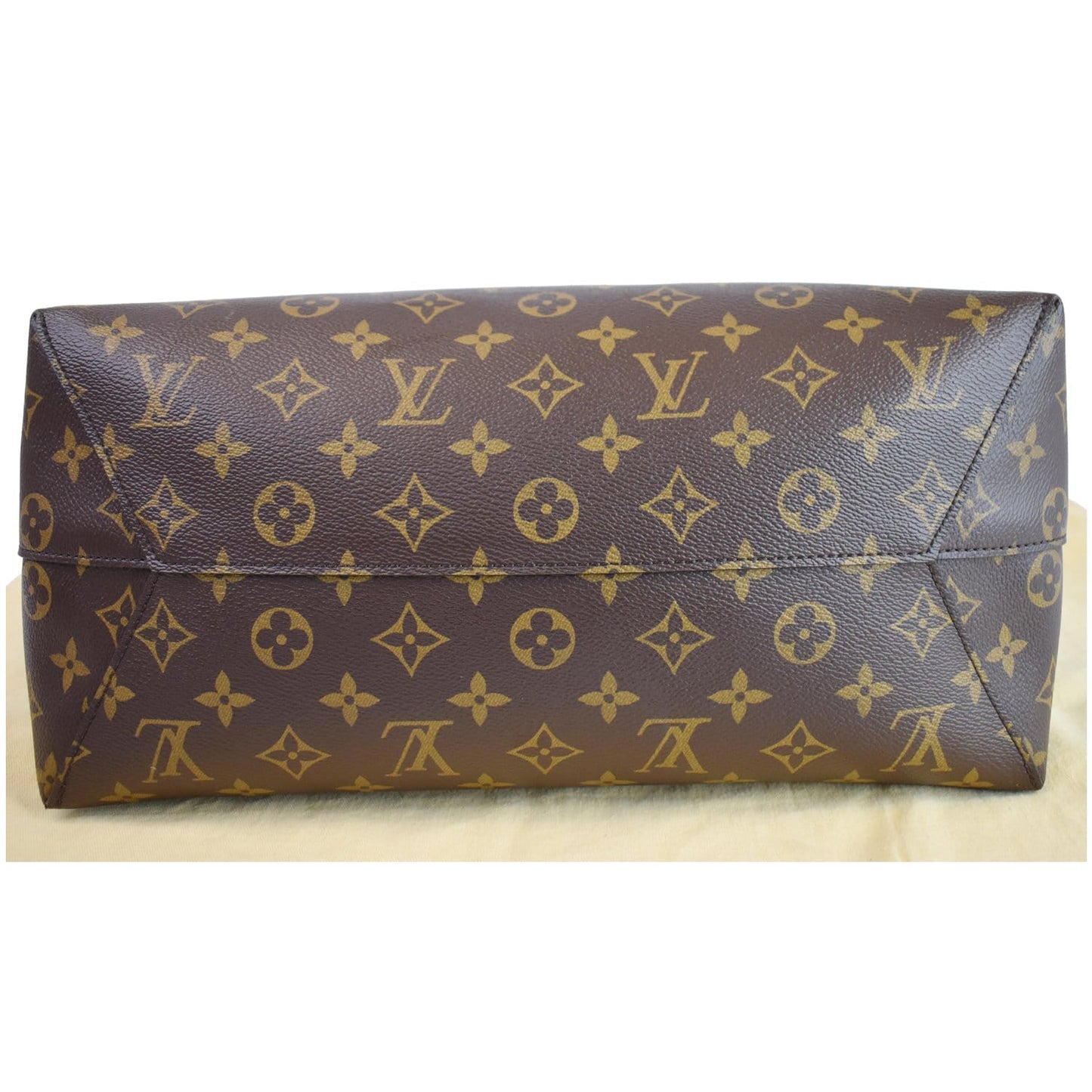 LOUIS VUITTON Flower Monogram Canvas Shoulder Hobo Bag Brown