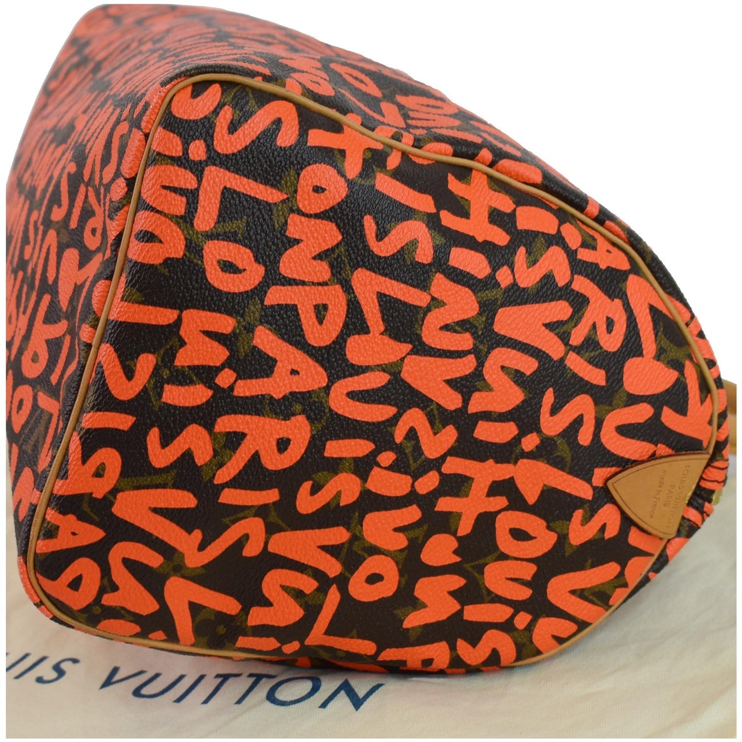LOUIS VUITTON Speedy 30 Graffiti Monogram Satchel Bag Orange