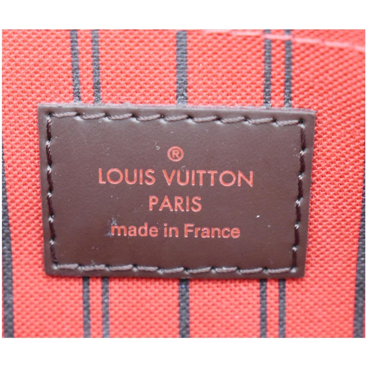 LOUIS VUITTON Neverfull MM Damier Ebene Pochette Wristlet Pouch Brown