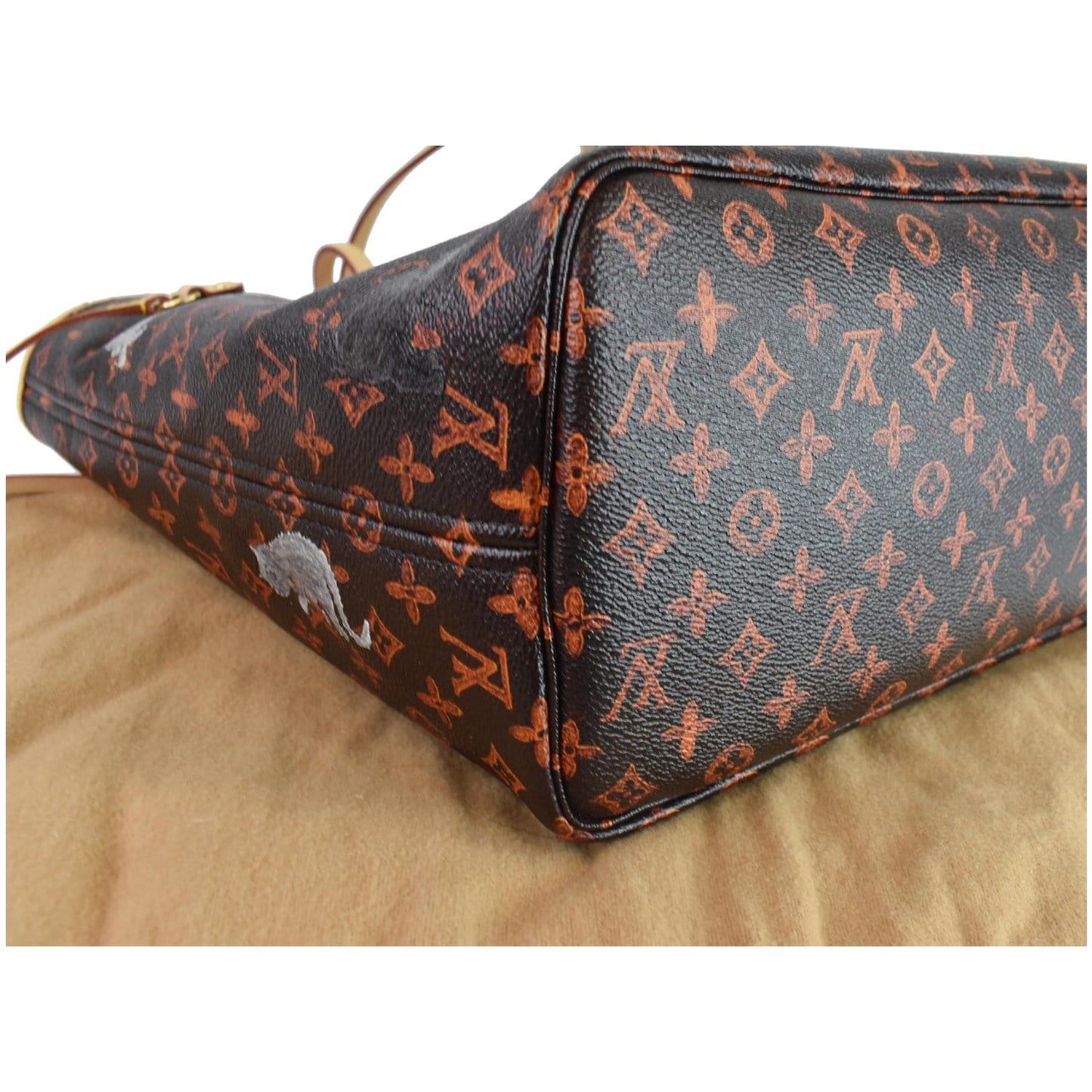 LOUIS VUITTON Catogram Neverfull MM Canvas Tote Shoulder Bag Orange