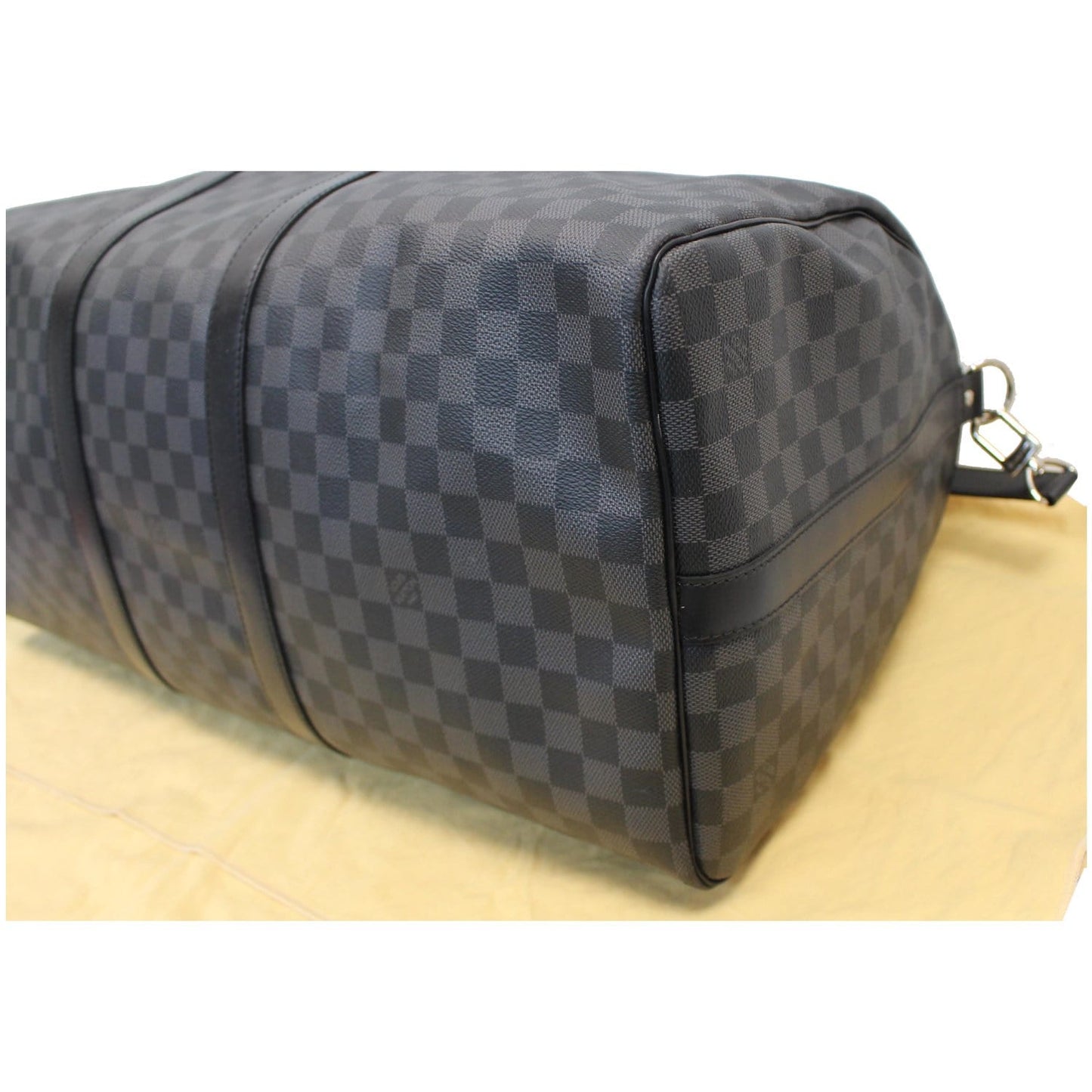 LOUIS VUITTON Keepall 55 Damier Graphite Bandouliere Travel Bag Black