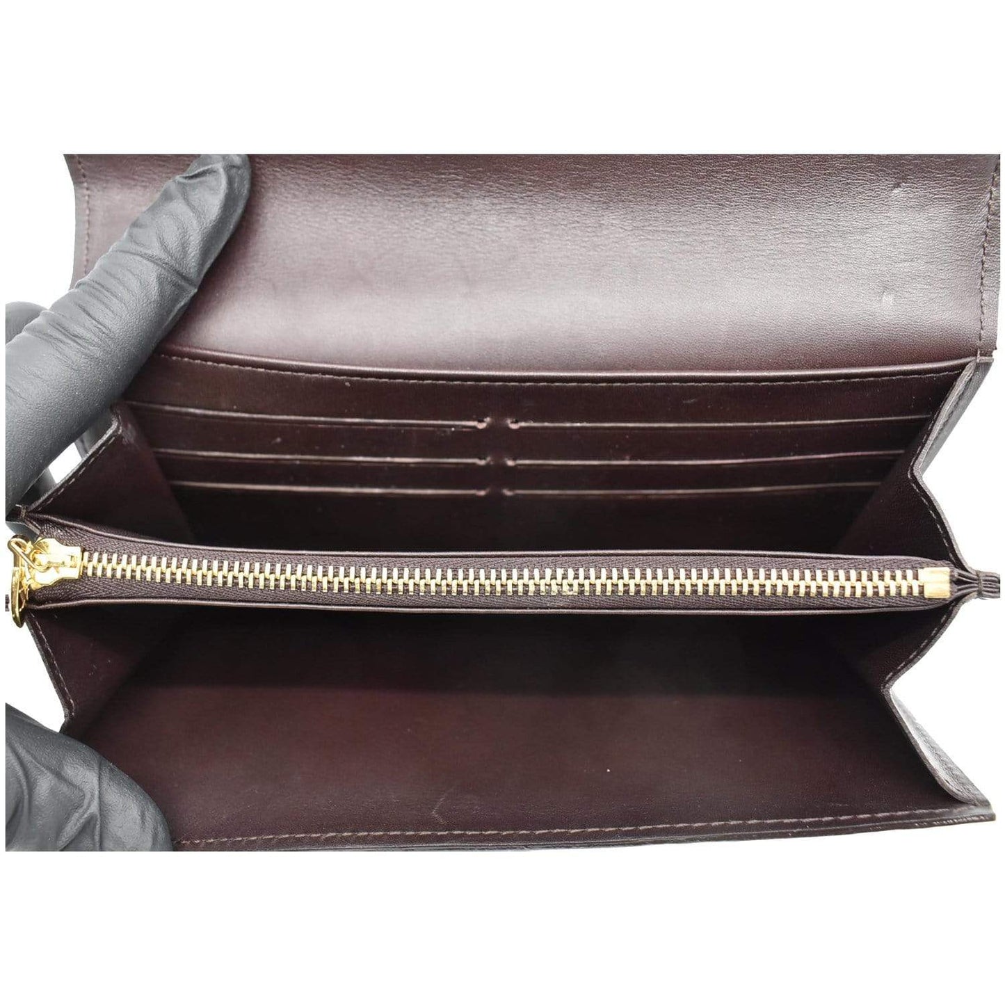 LOUIS VUITTON Sarah Monogram Vernis Leather Wallet Amarante Red