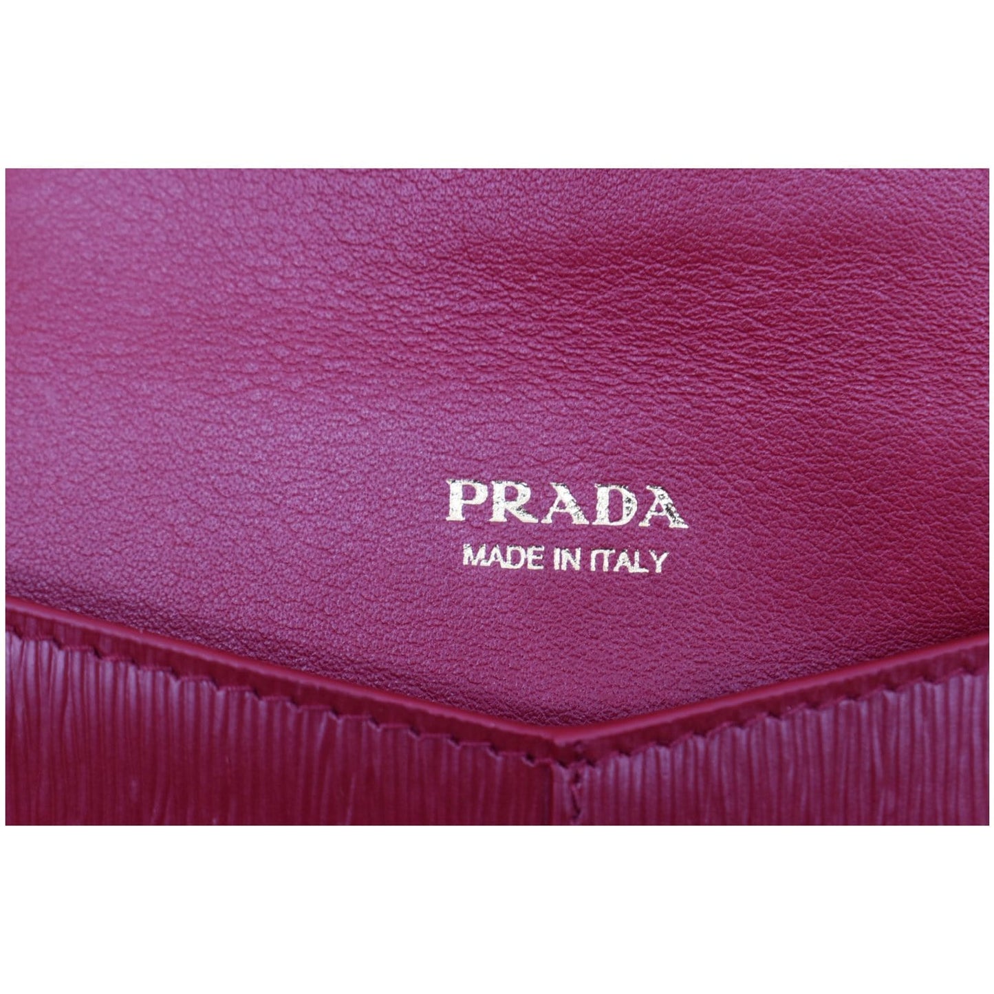 PRADA Envelope Leather Clutch Wallet Red