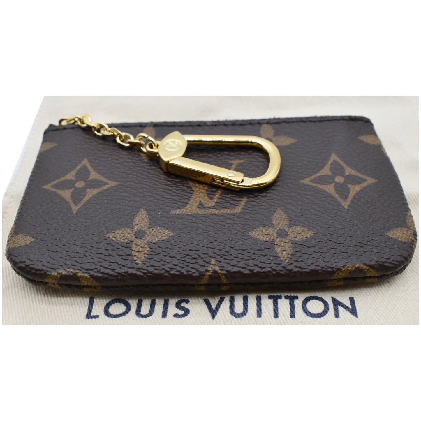 LOUIS VUITTON Pochette Key Cles Monogram Canvas Coin Case Brown