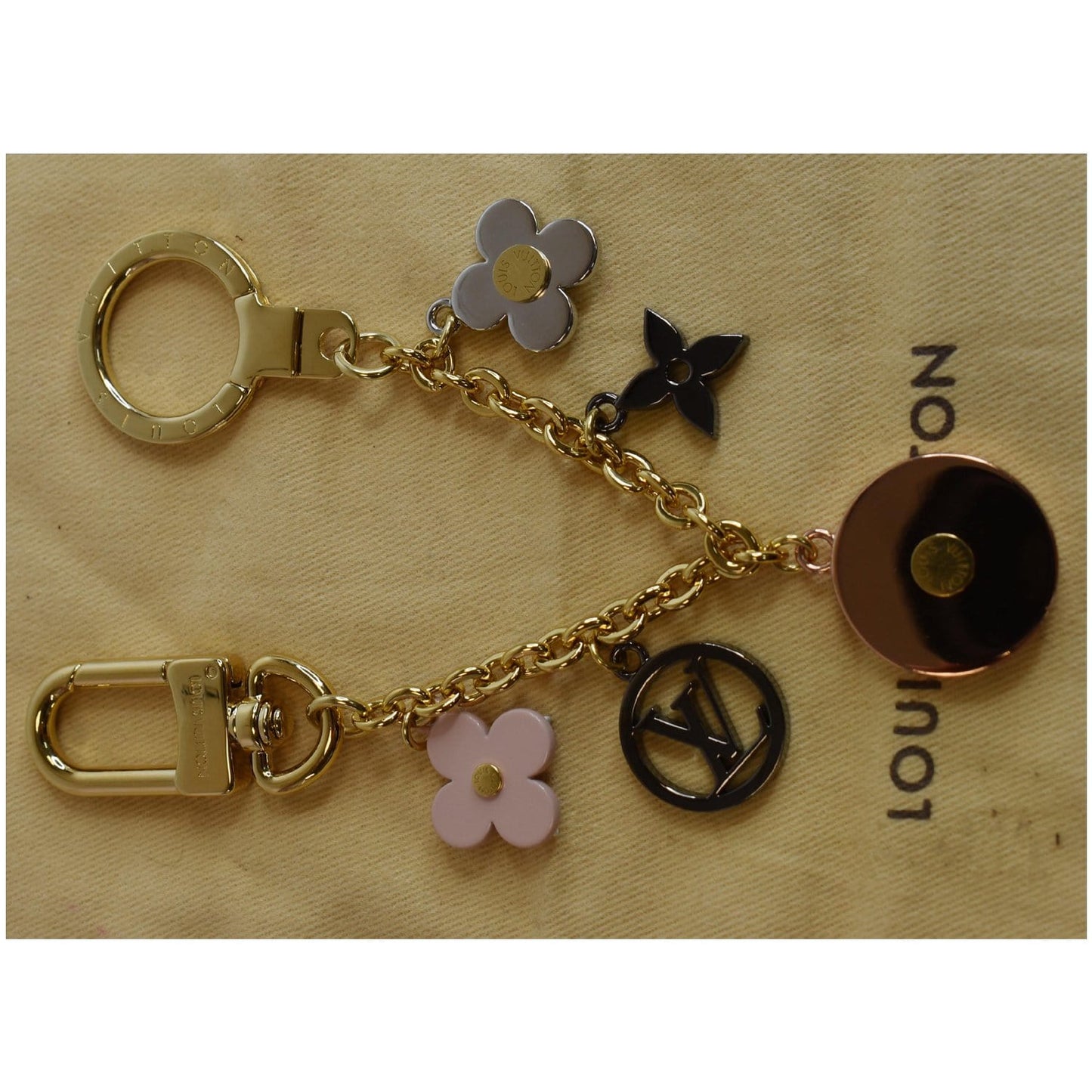 LOUIS VUITTON Flash Flower Chain Bag Charm Key Holder Red