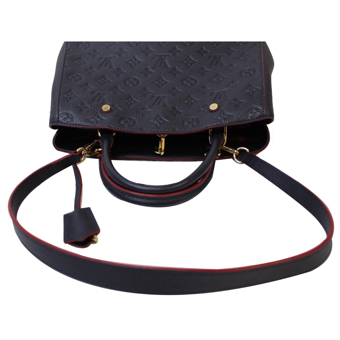 LOUIS VUITTON Montaigne MM Monogram Empreinte Shoulder Bag Blue