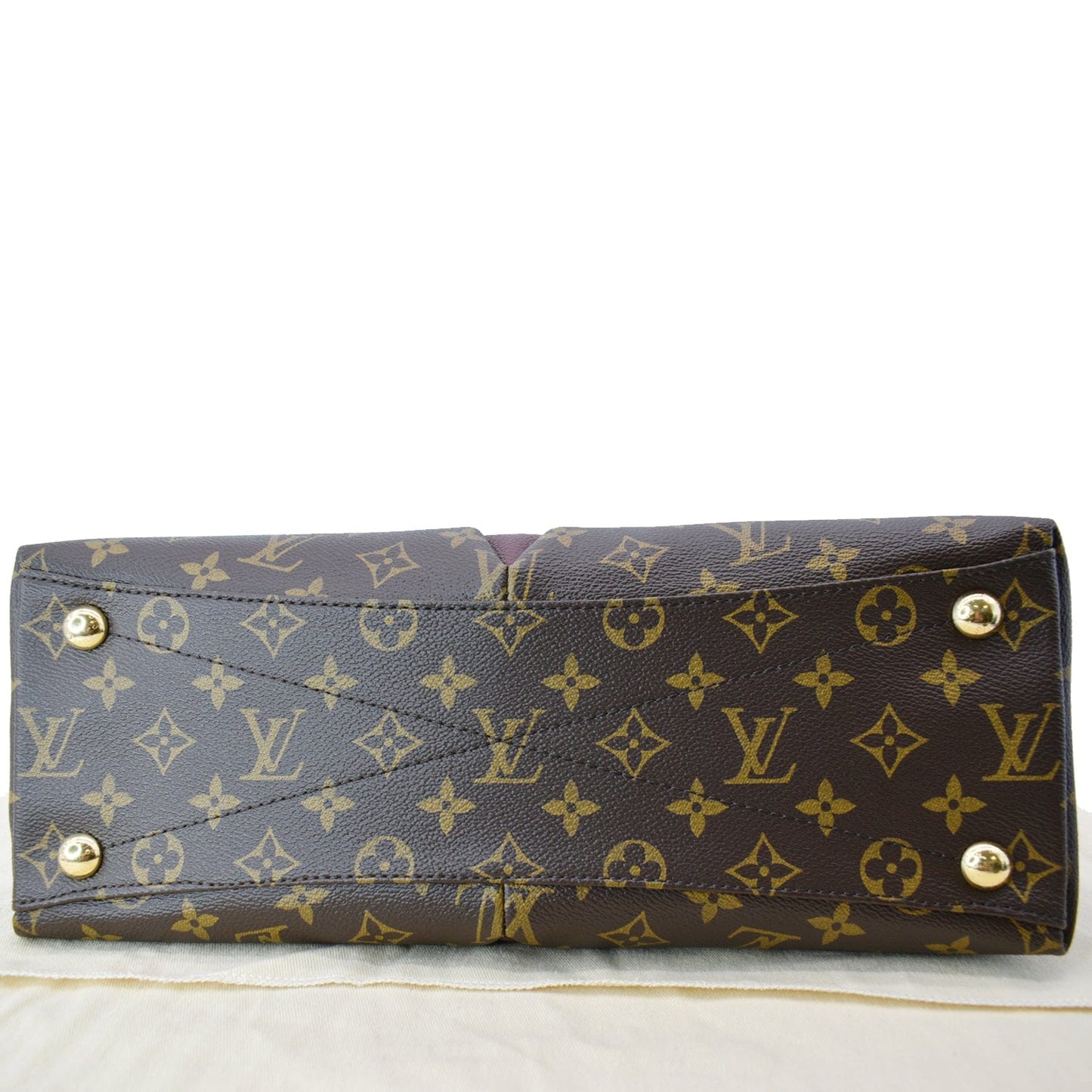 LOUIS VUITTON V MM Monogram Canvas Tote Shoulder Bag Bordeaux