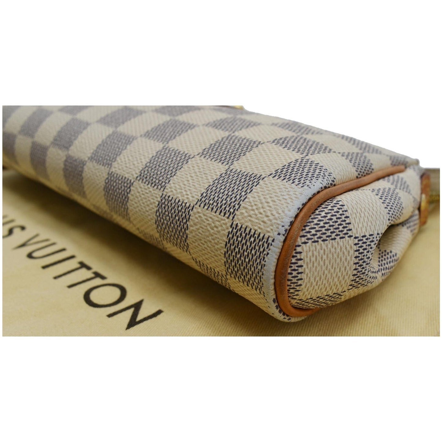 LOUIS VUITTON Pochette Eva Damier Azur Clutch Crossbody Bag White