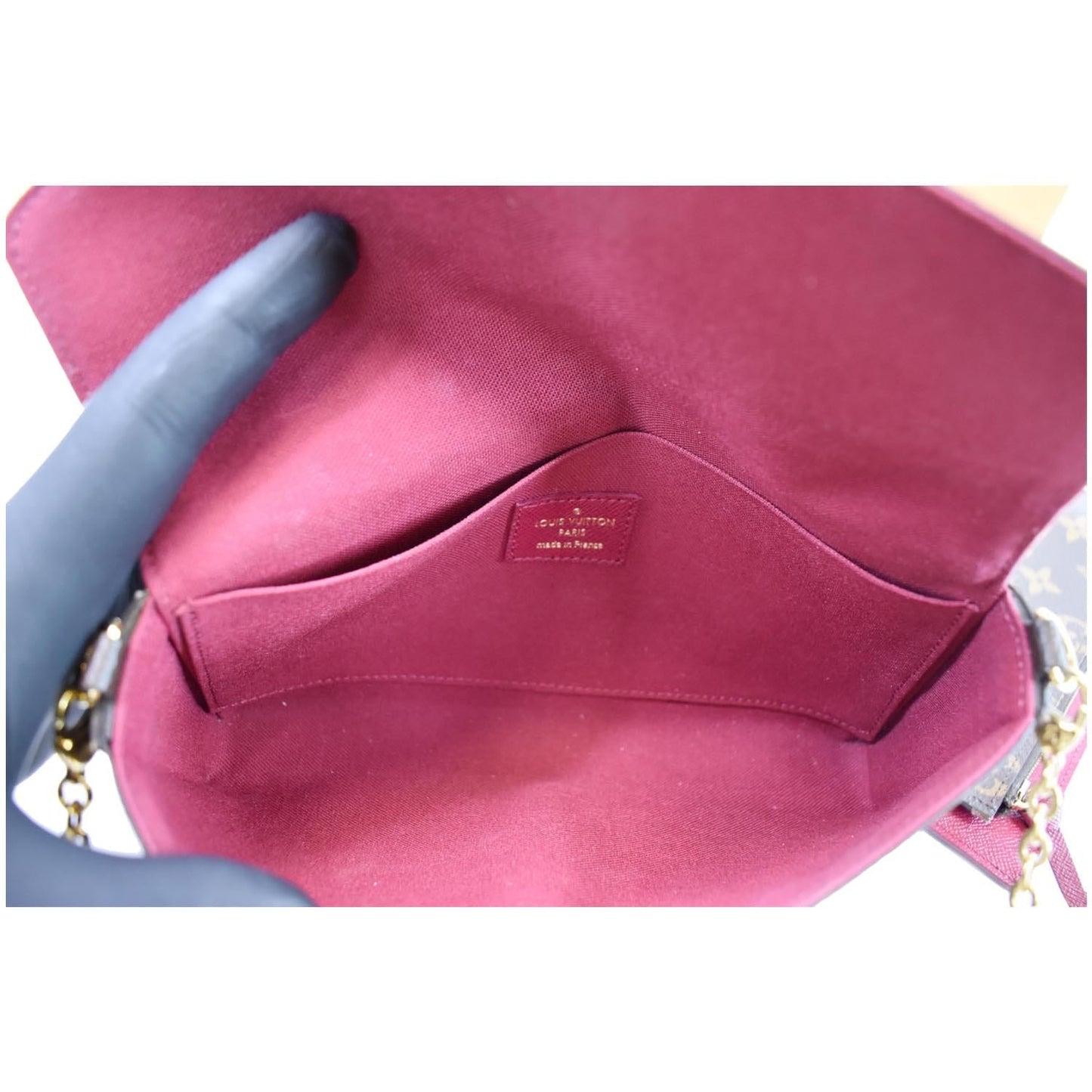 LOUIS VUITTON Pochette Felicie Monogram Canvas Crossbody Bag Brown