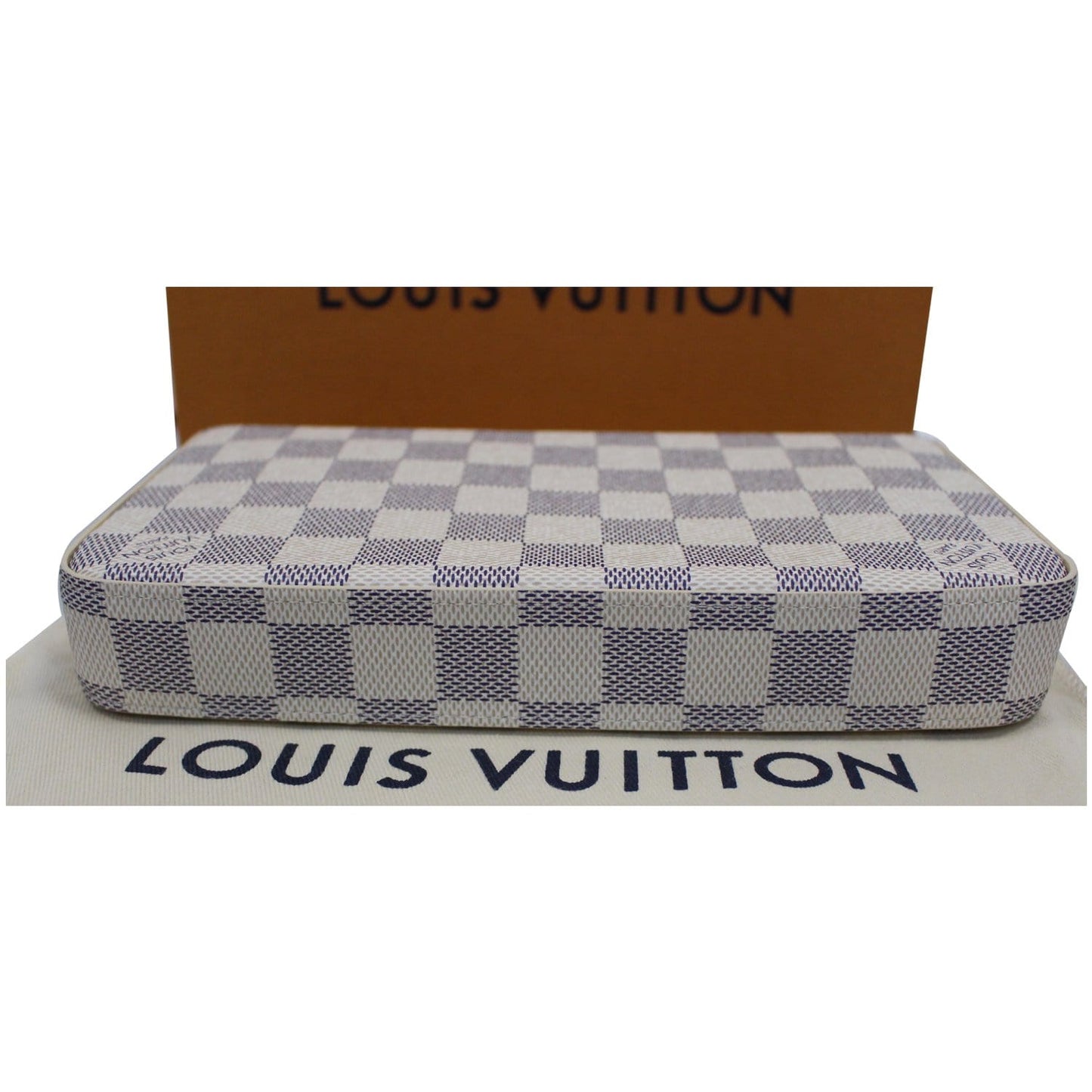LOUIS VUITTON Pochette Felicie Damier Azur Crossbody Bag White