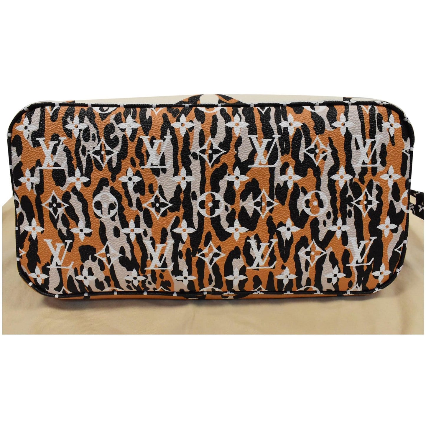 LOUIS VUITTON Neverfull MM Monogram Jungle Shoulder Bag Ivory/Orange