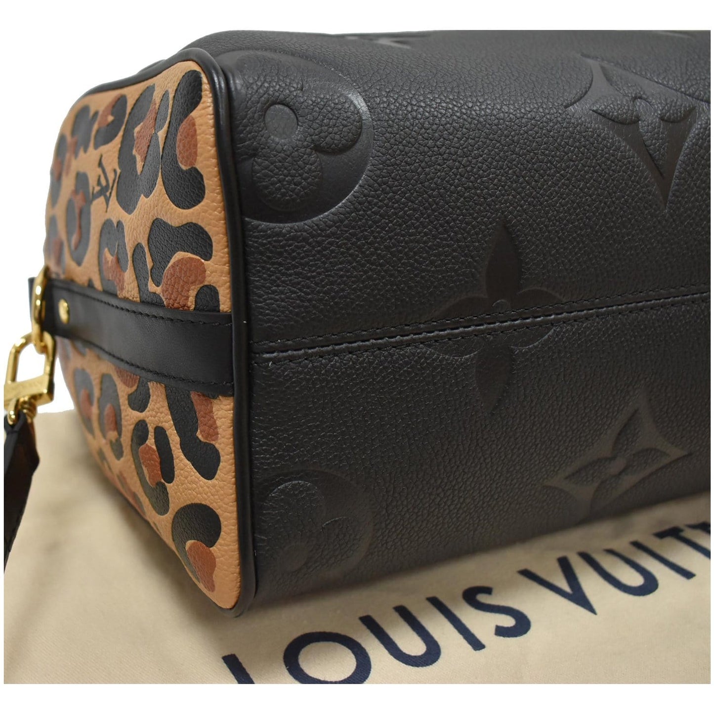 LOUIS VUITTON Speedy 25 Wild At Heart Leather Shoulder Bag Black