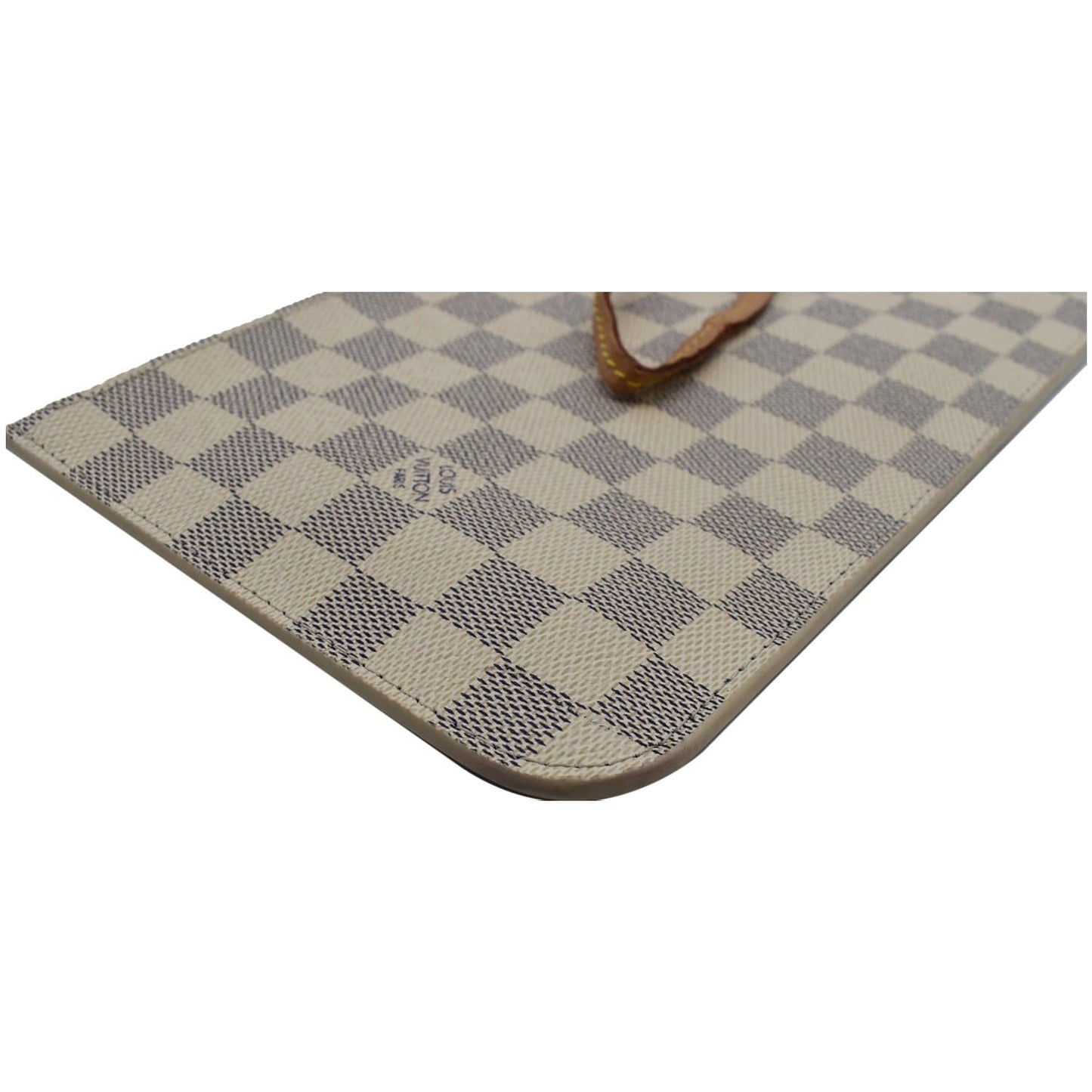 LOUIS VUITTON Neverfull MM Damier Azur Pochette Wristlet Pouch White