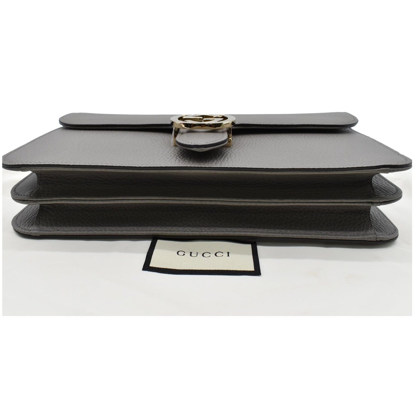 GUCCI Interlocking GG Calfskin Leather Crossbody Bag Grey 510303