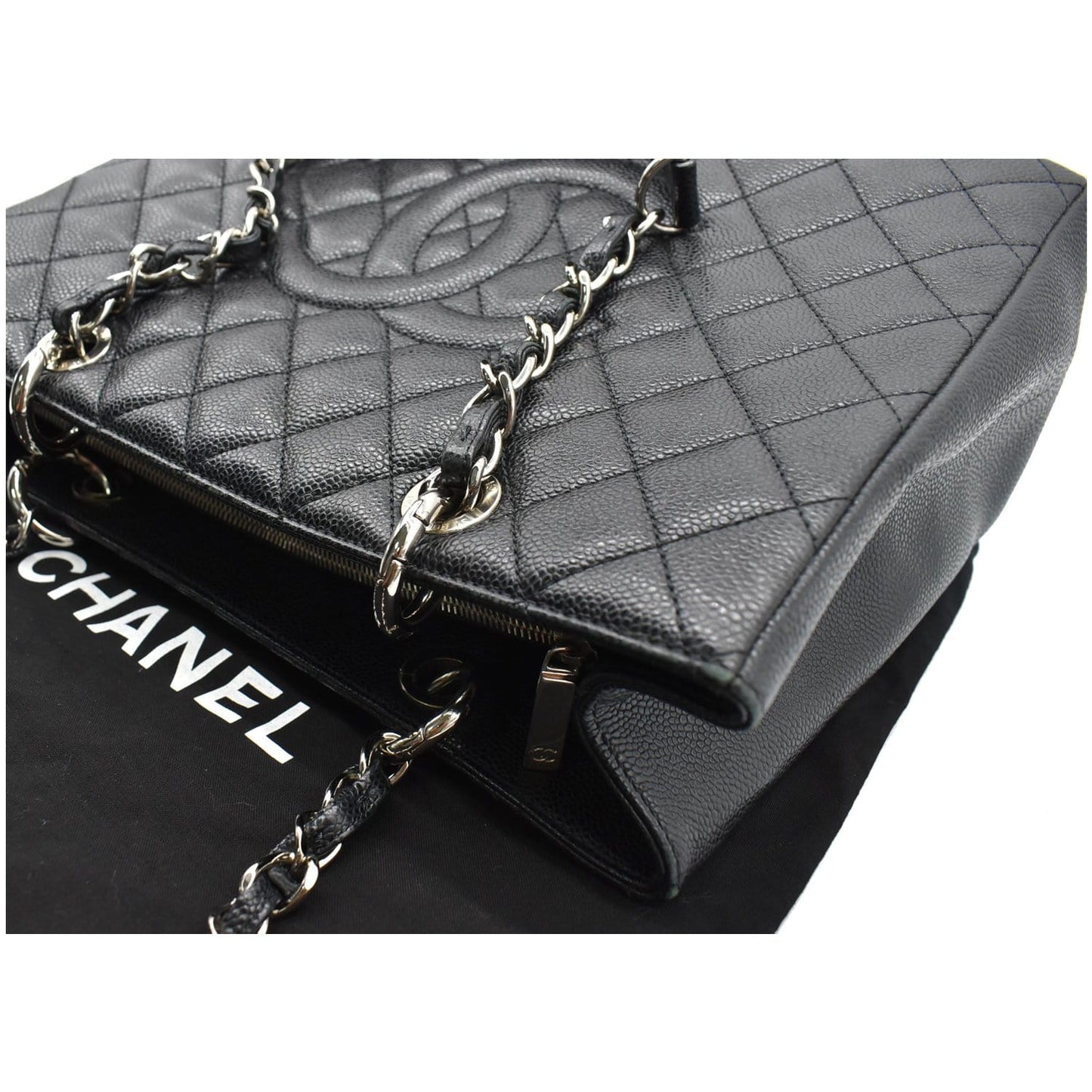CHANEL Grand Shopping GST Caviar Leather Tote Bag Black