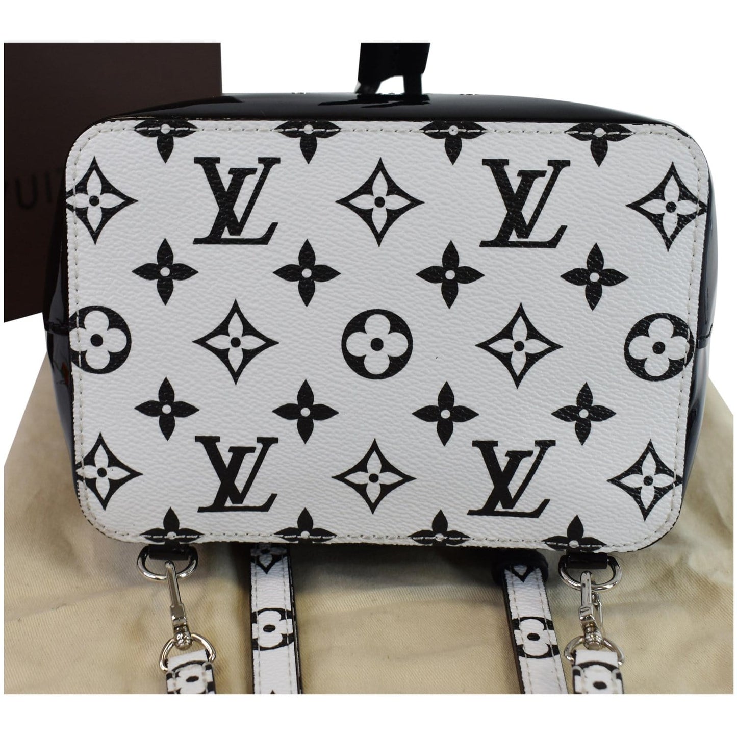 LOUIS VUITTON Hot Springs Monogram Vernis Leather Backpack Black/White