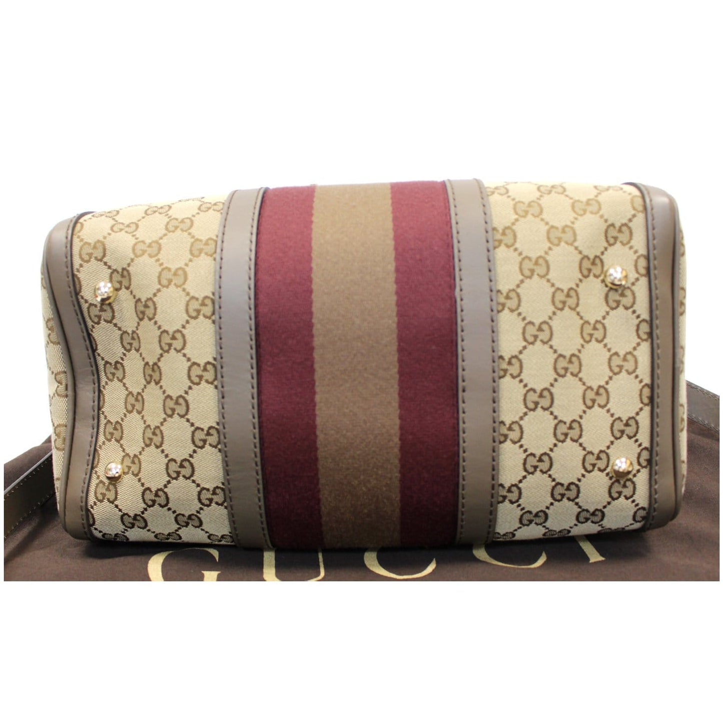 GUCCI Vintage Web Original GG Boston Bag Beige 247205
