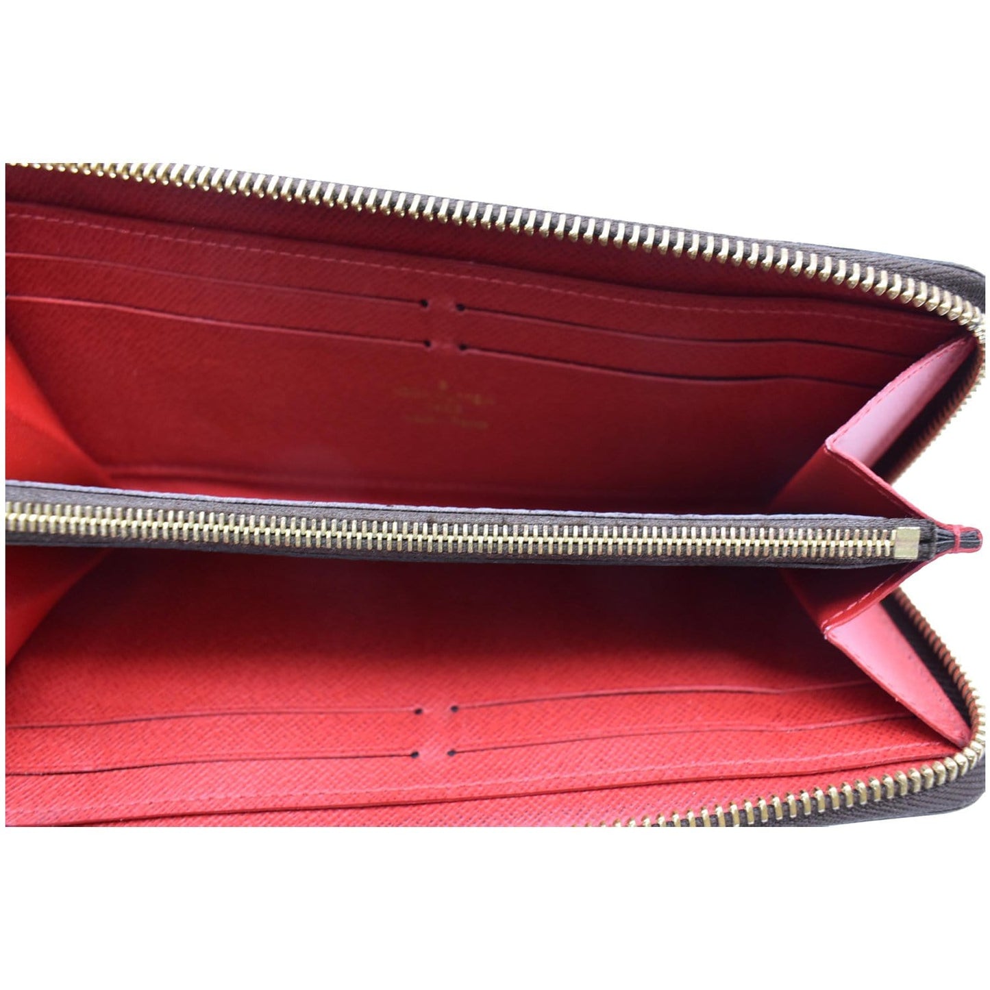 LOUIS VUITTON Clemence Damier Ebene Zippy Wallet Brown