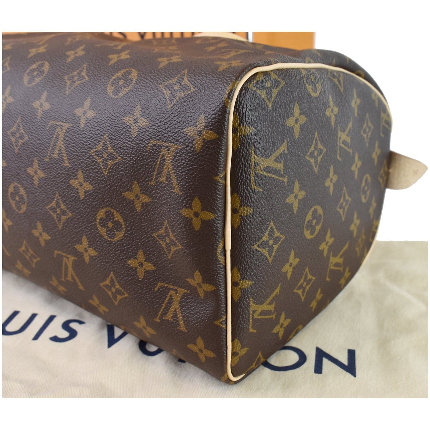 LOUIS VUITTON Speedy 30 Monogram Canvas Satchel Bag Brown