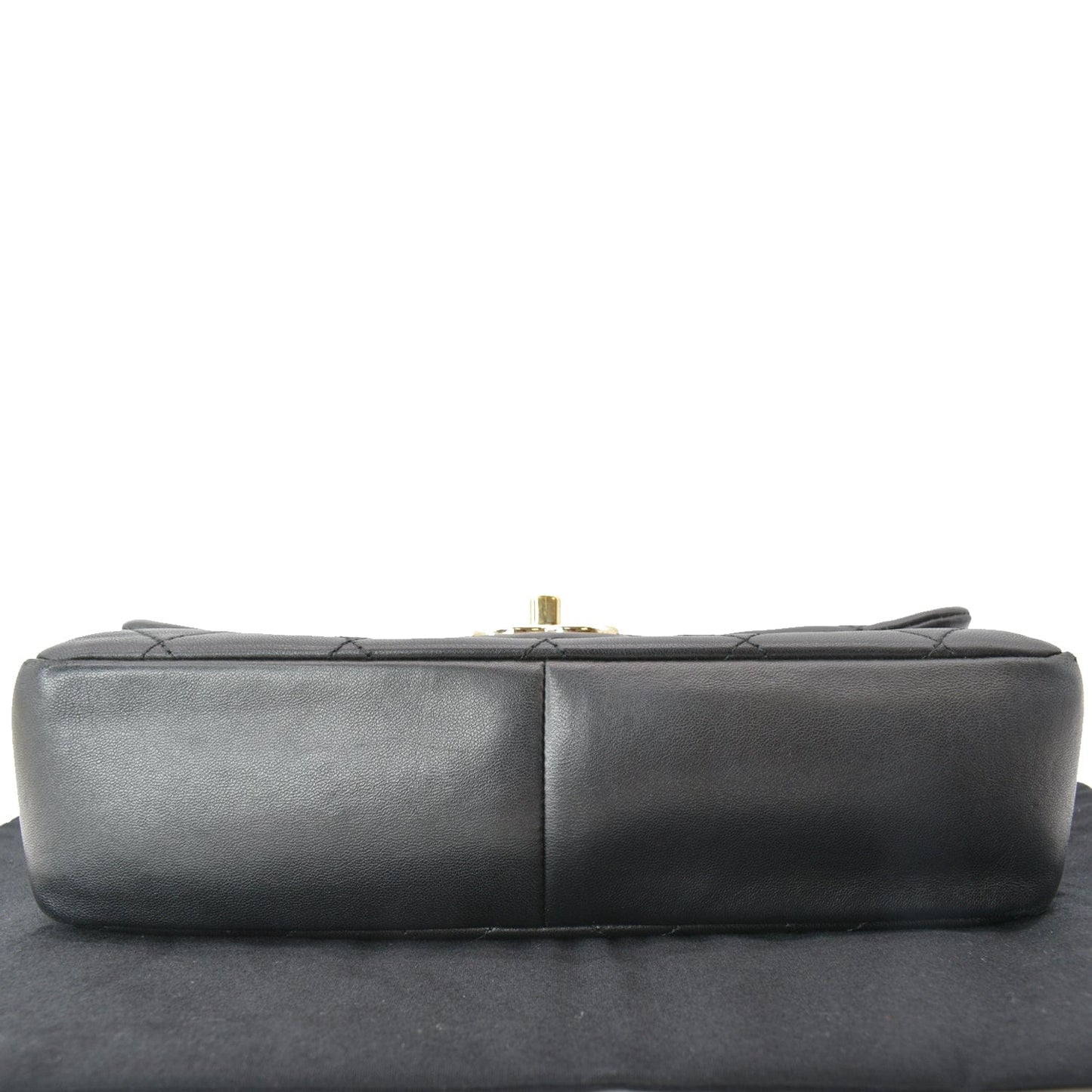 CHANEL Elegant Resin Double Chain Flap Lambskin Shoulder Bag Black