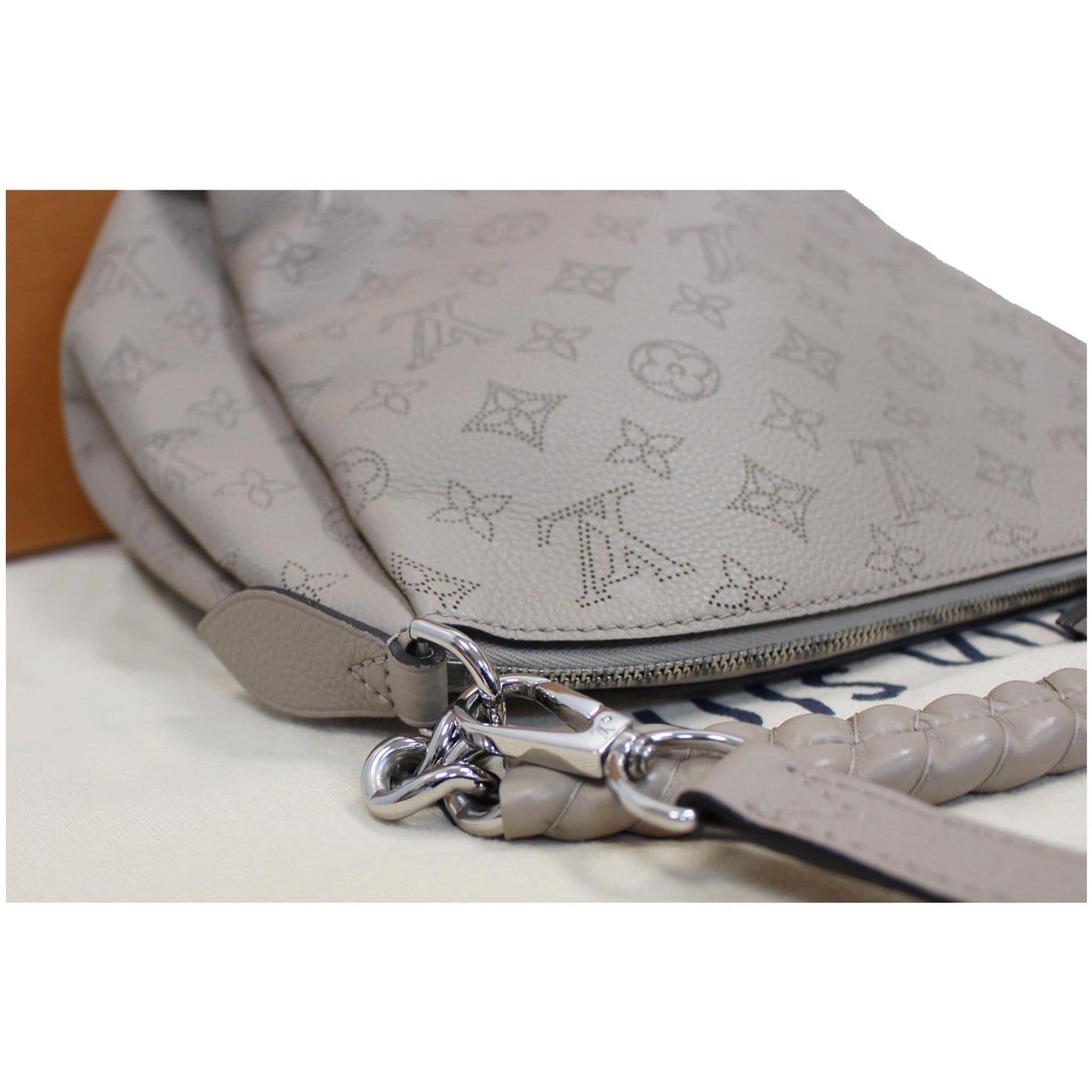 LOUIS VUITTON Mahina Babylone Chain BB Leather Shoulder Bag Galet
